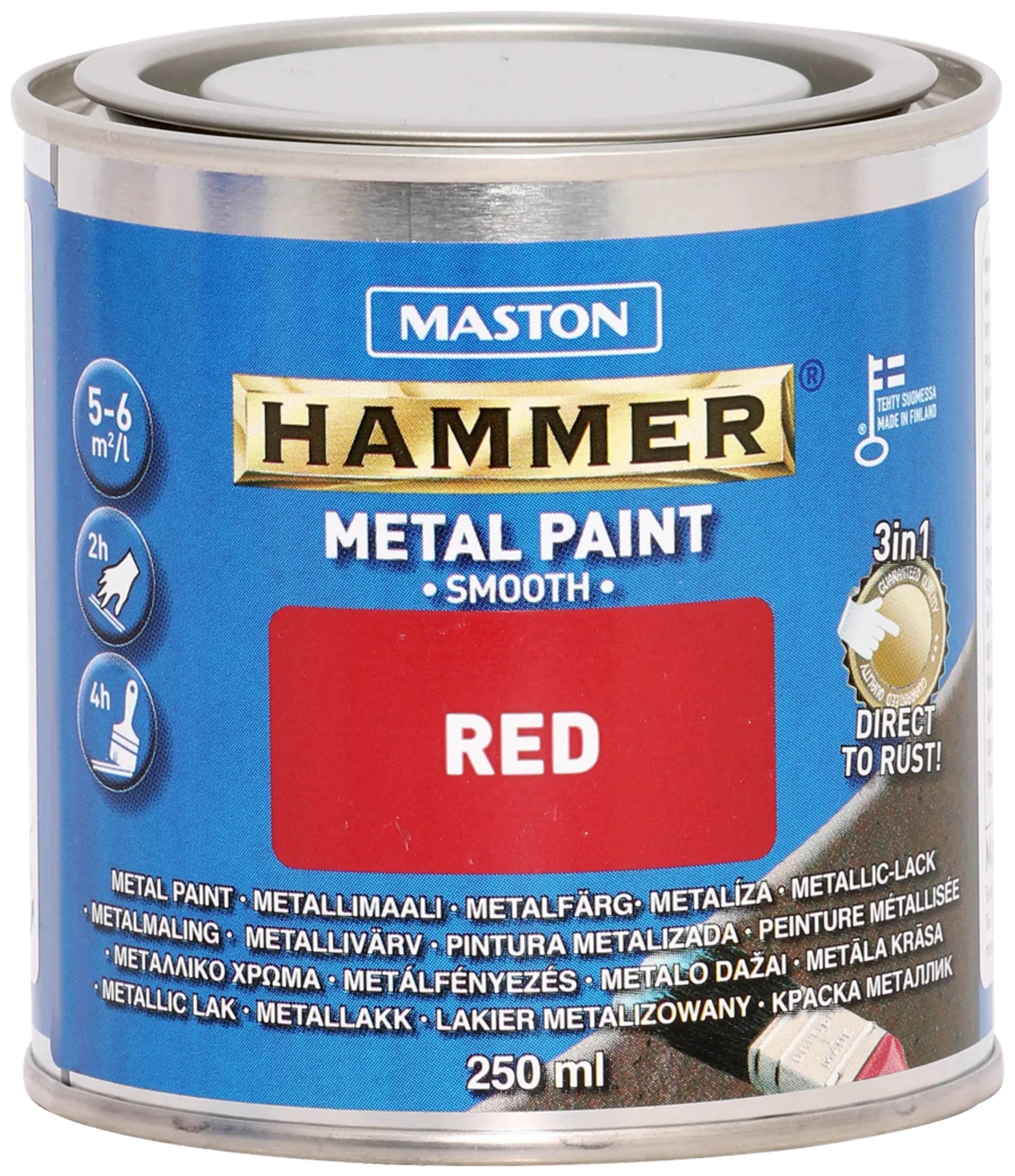 Maston metallimaali Hammer Sileä punainen 250 ml - 1