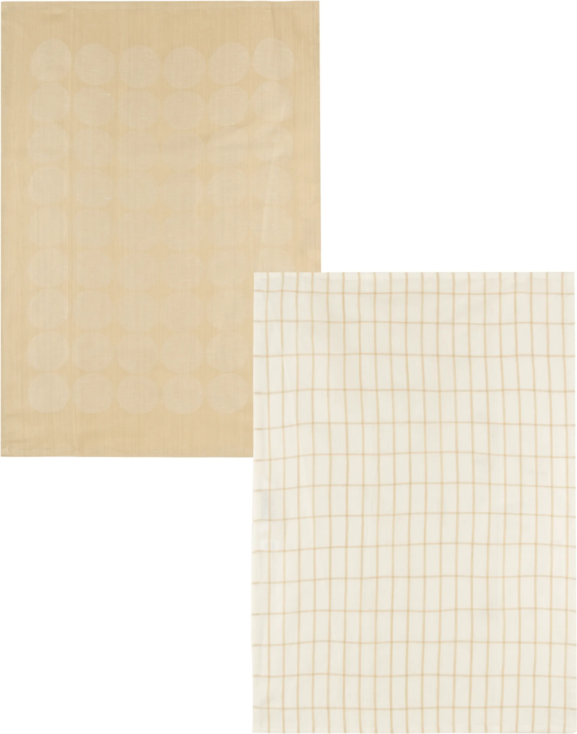 House keittiöpyyhe 2 kpl Jaquard ja ruutu 50x70 cm luonnonvalkoinen/beige