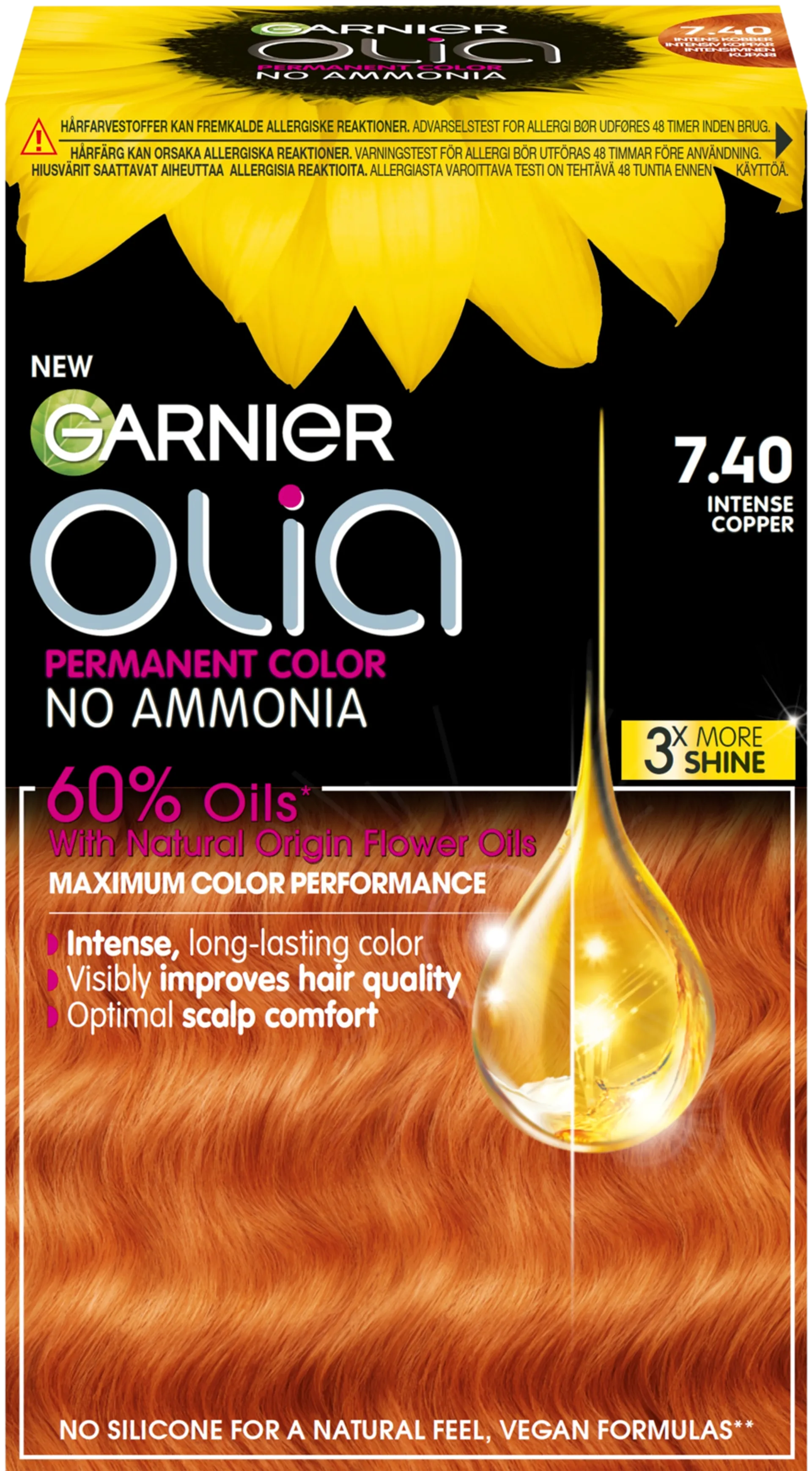 Garnier Olia 7.40 Intense Copper kestoväri 174ml - 1