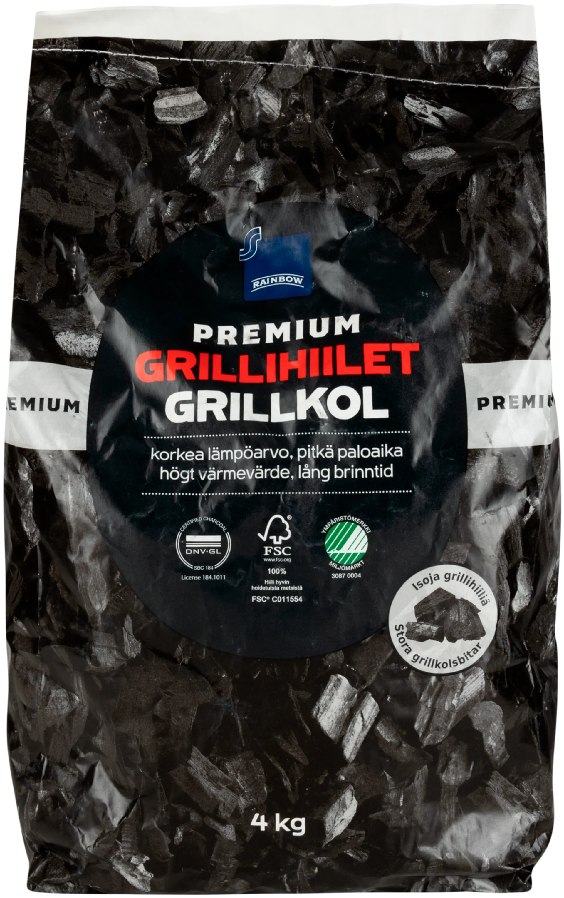 Rainbow 4kg Premium grillihiilet