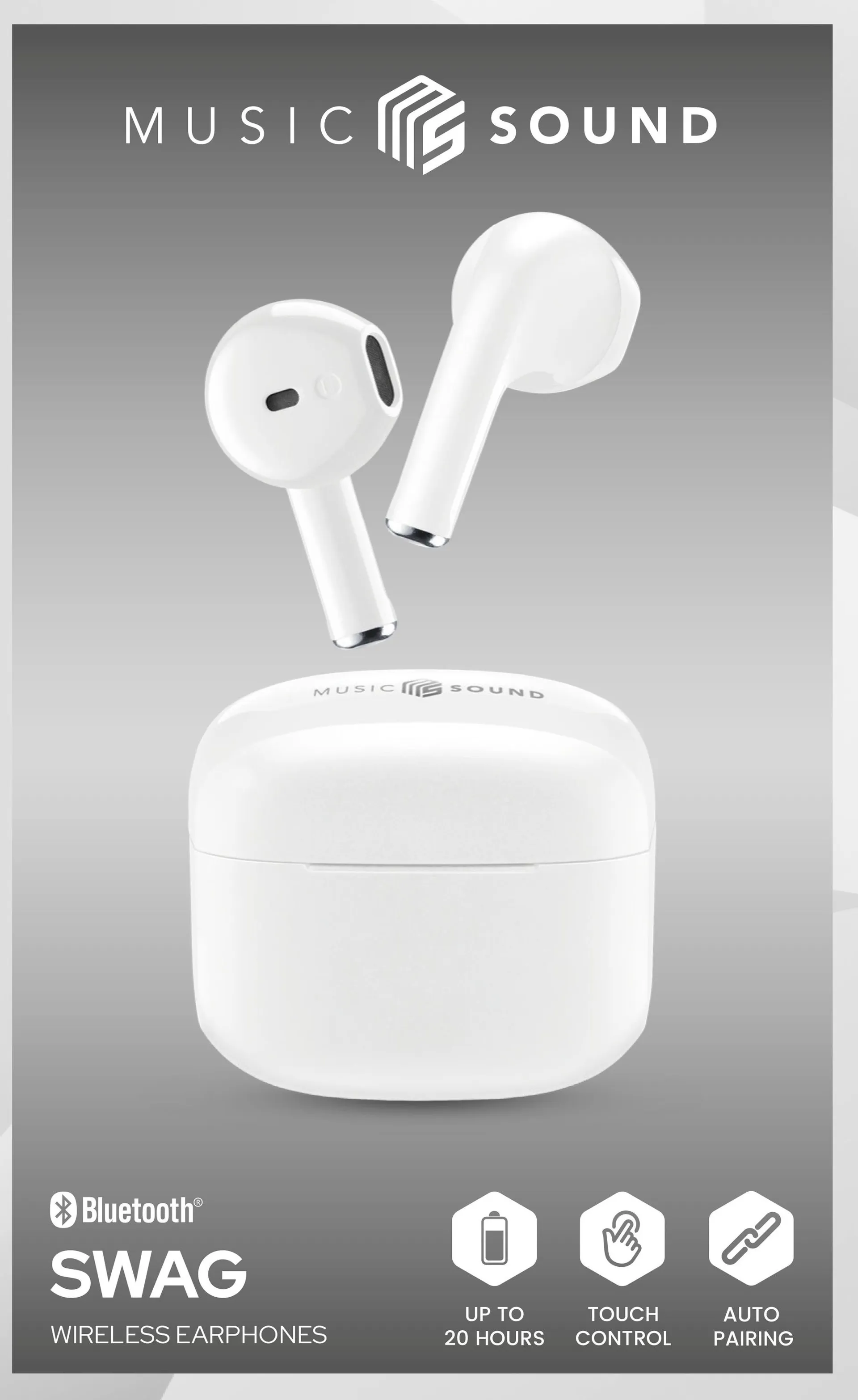 MusicSound Bluetooth nappikuulokkeet Swag valkoinen - 1
