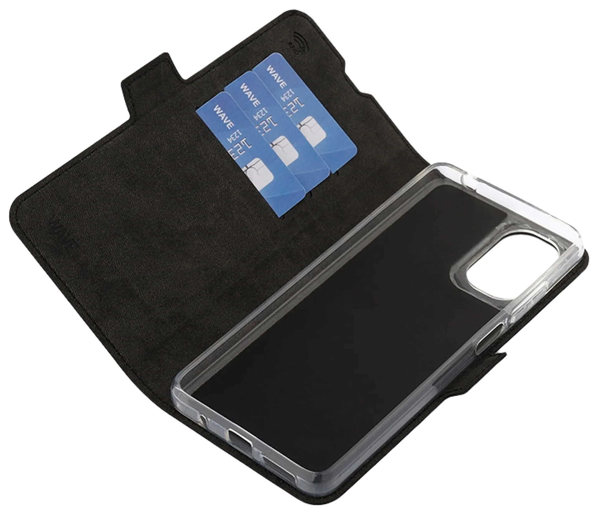 Wave Book Case, Motorola Moto G04 / Motorola Moto G04s, Musta - 4