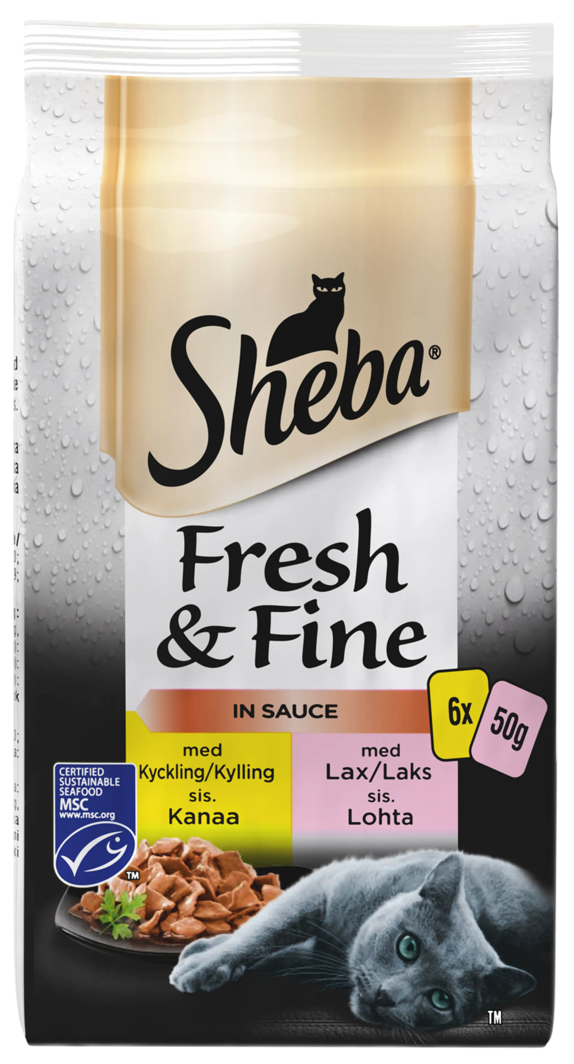 Sheba 6x50g Fresh&Fine Sekoitus kanaa ja lohta kastikkeessa MSC