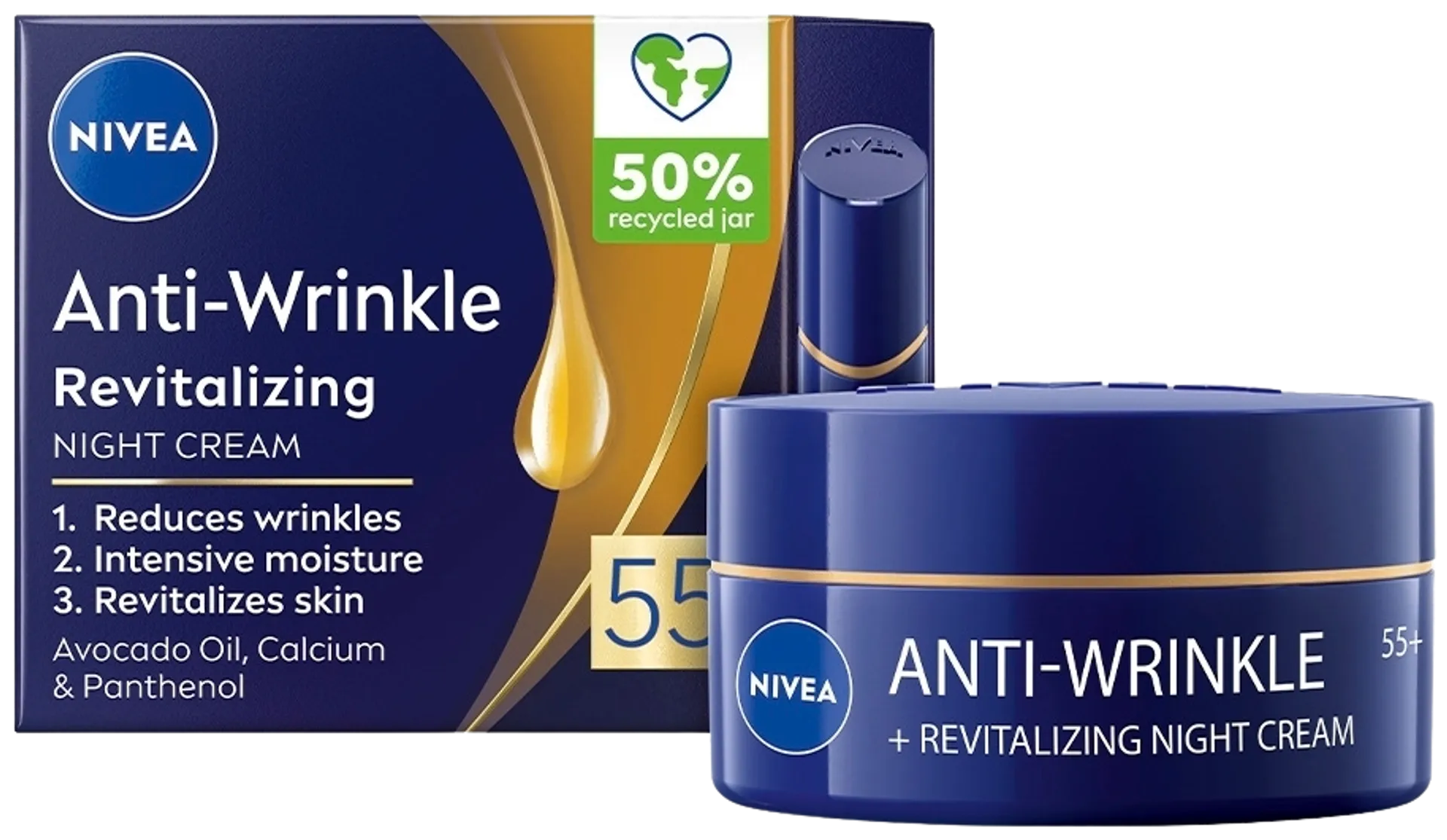 NIVEA 50ml Anti-Wrinkle Revitalizing Night Cream 55+ -yövoide - 3