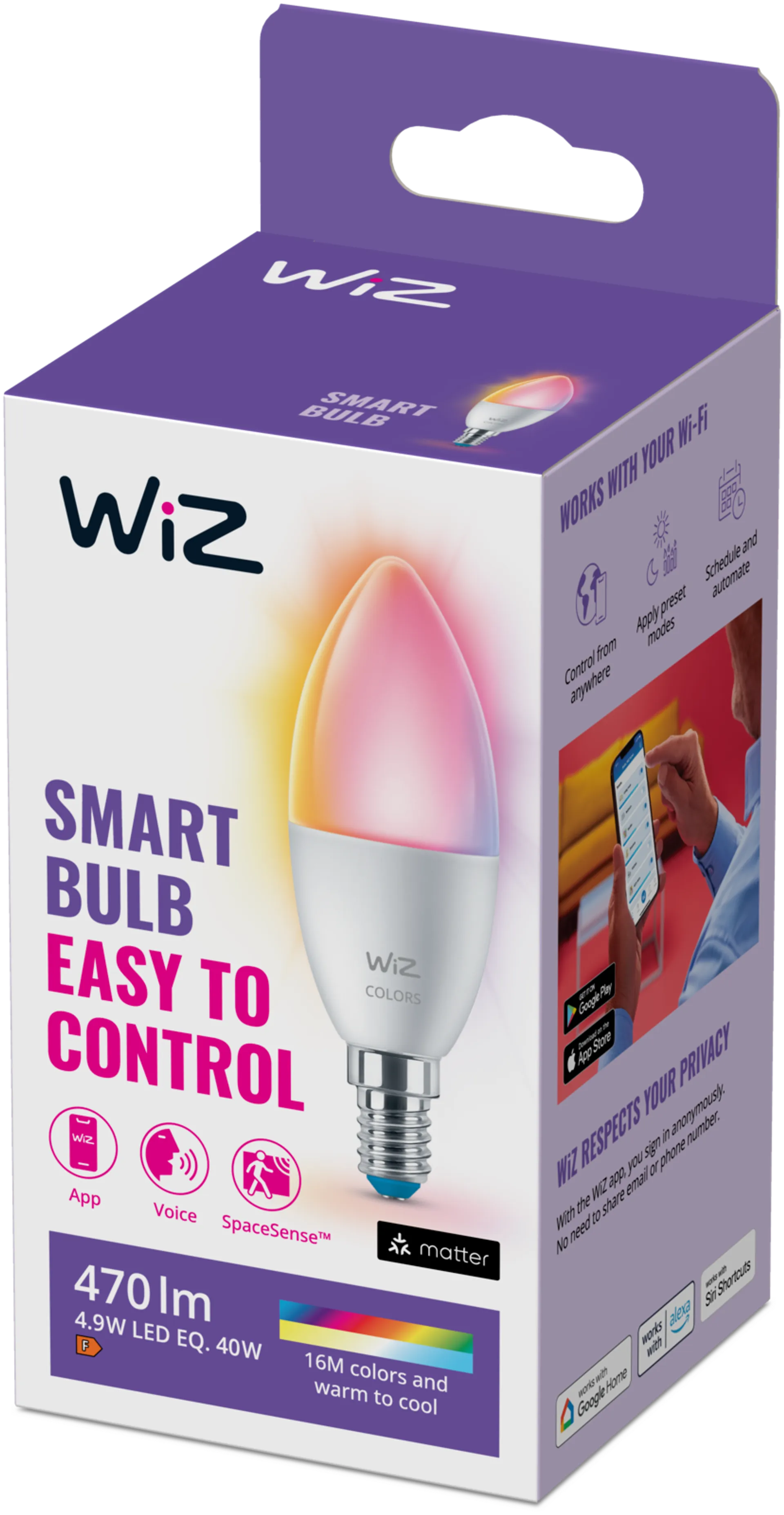 WiZ älylamppu E14 C37 4.6W Color Wi-Fi - 3