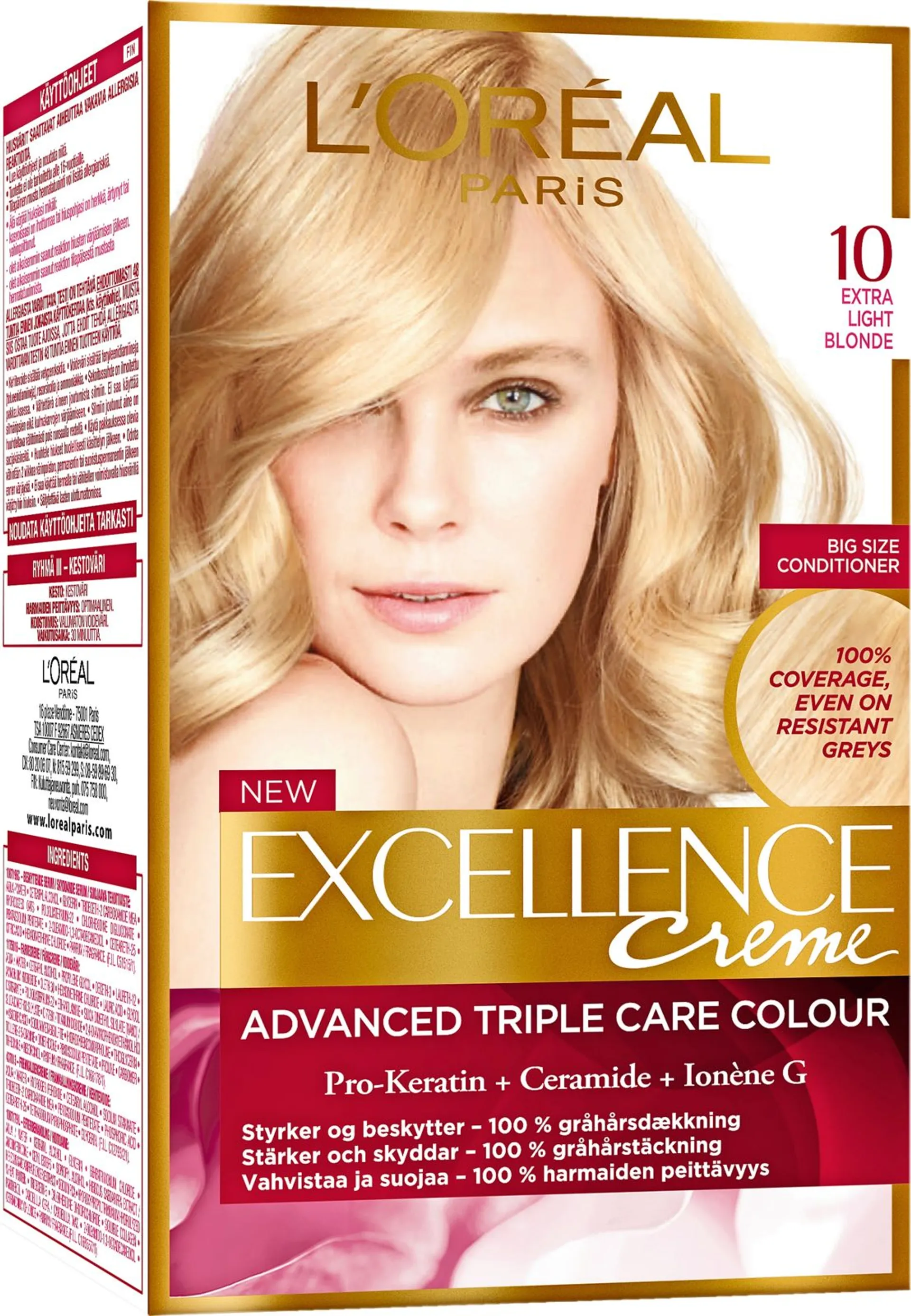 L'Oréal Paris Excellence Creme 10 Extra Light Blonde Kirkas Vaalea kestoväri 1kpl