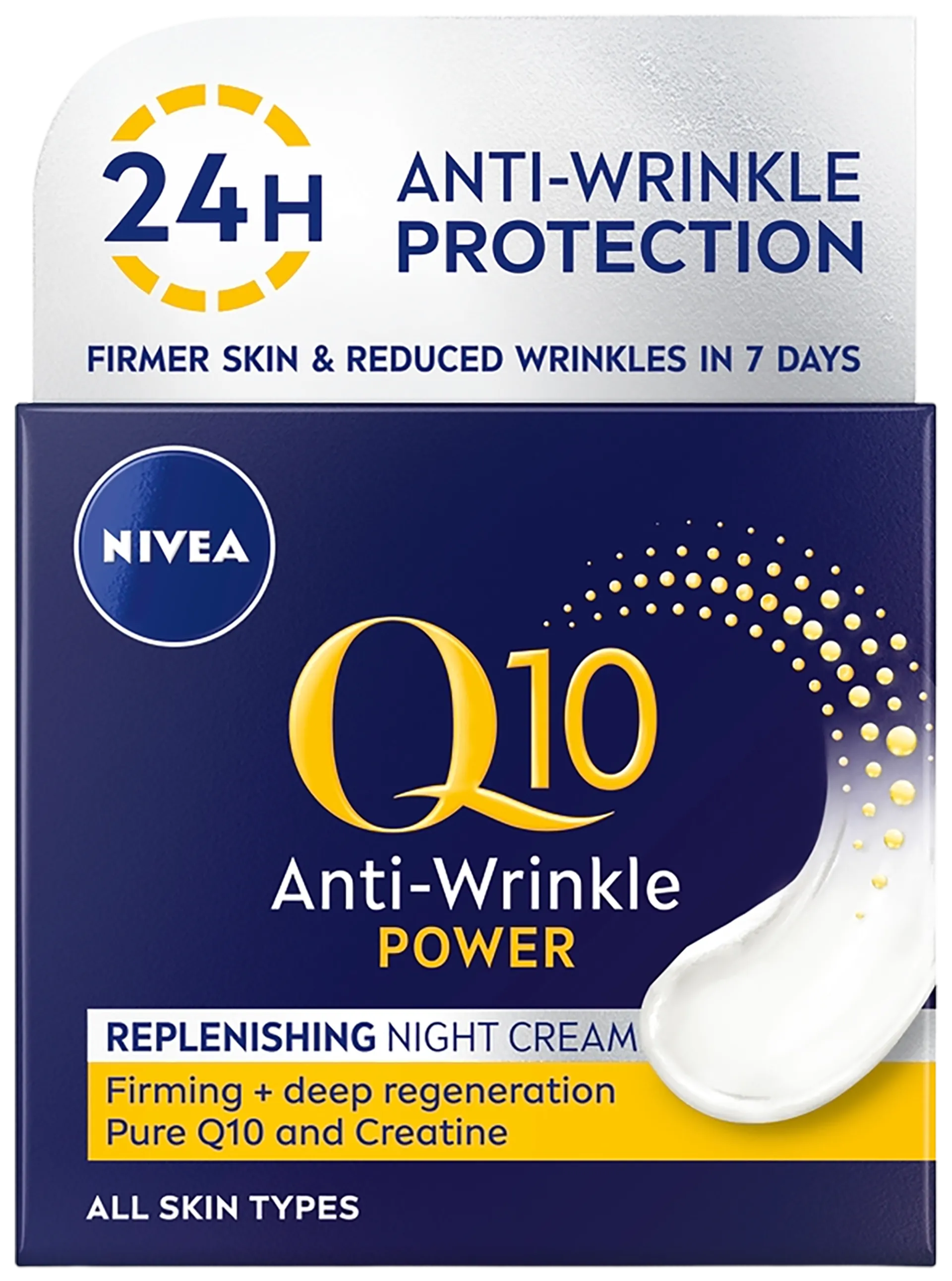 NIVEA 50ml Q10 Power Anti-Wrinkle Replenishing Night Cream -yövoide - 1