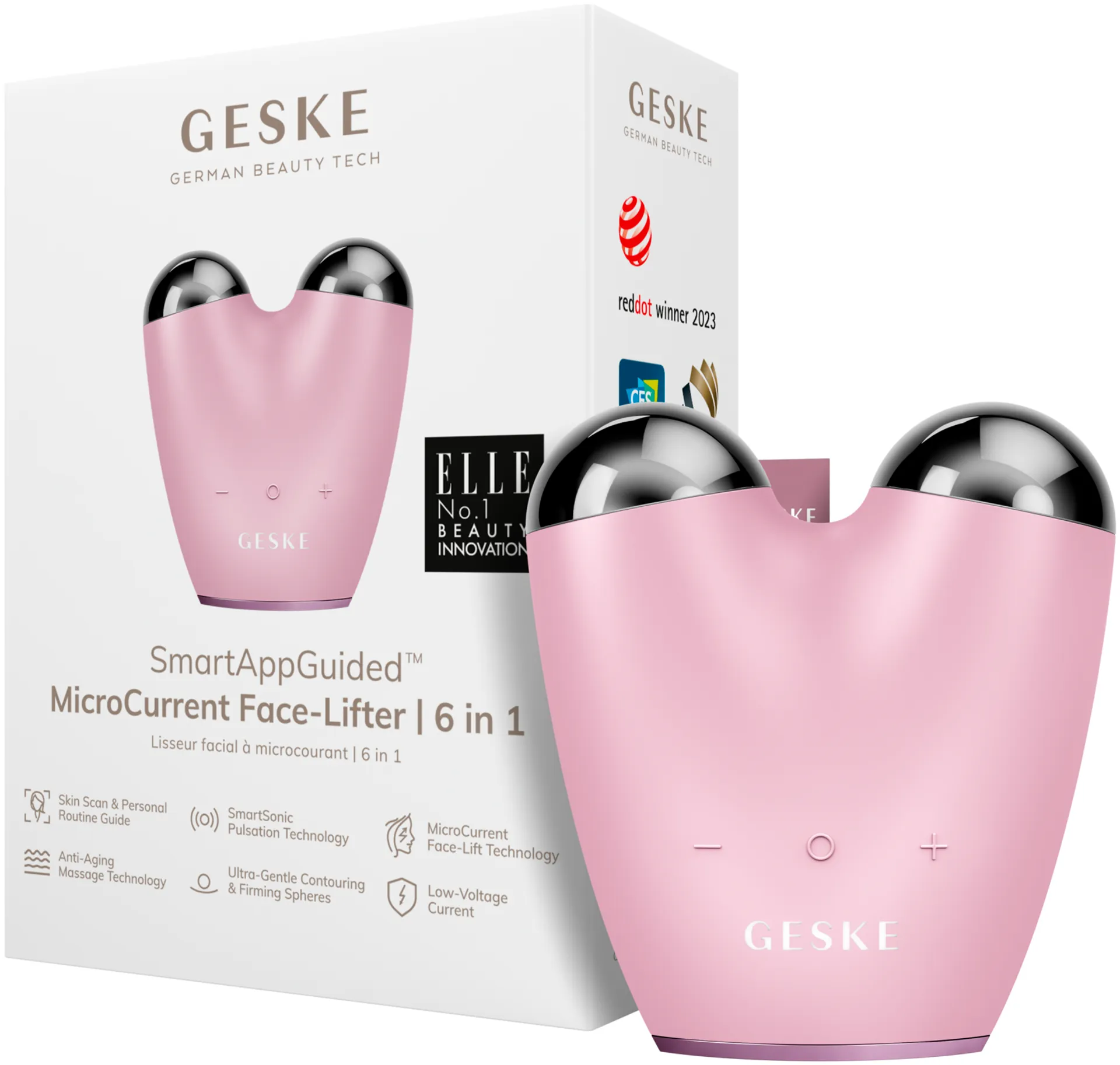 GESKE MicroCurrent Face-Lifter 6 in 1 Pink kasvojen hoitolaite