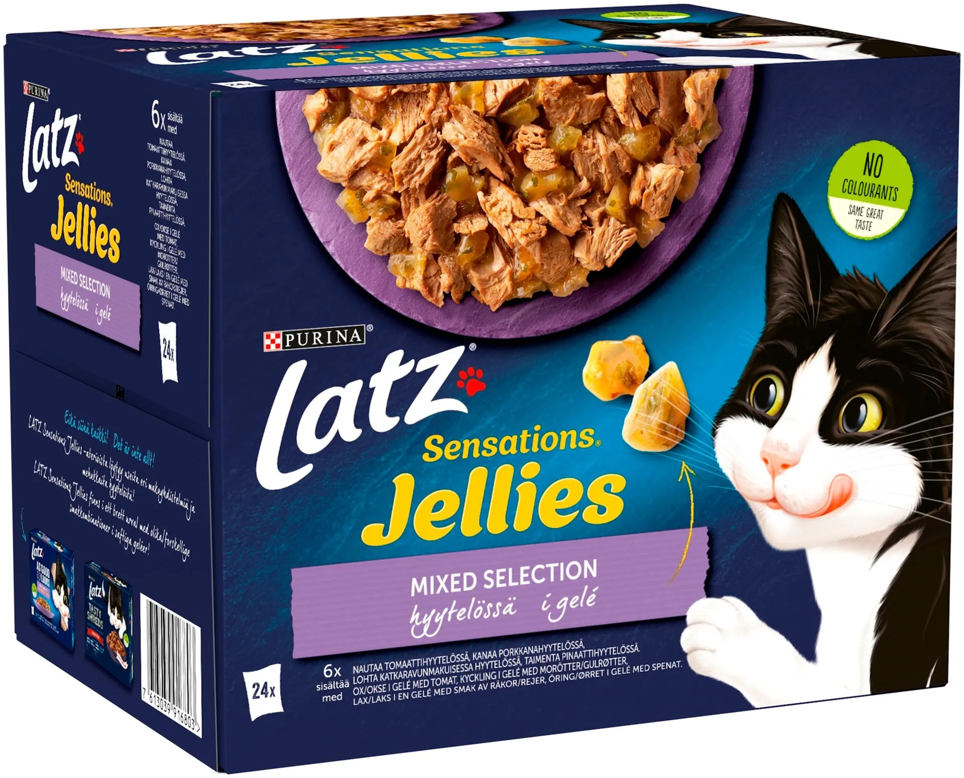 Latz Sensations Jellies 24x85g Mixed lajitelma hyytelössä 4 varianttia kissanruoka