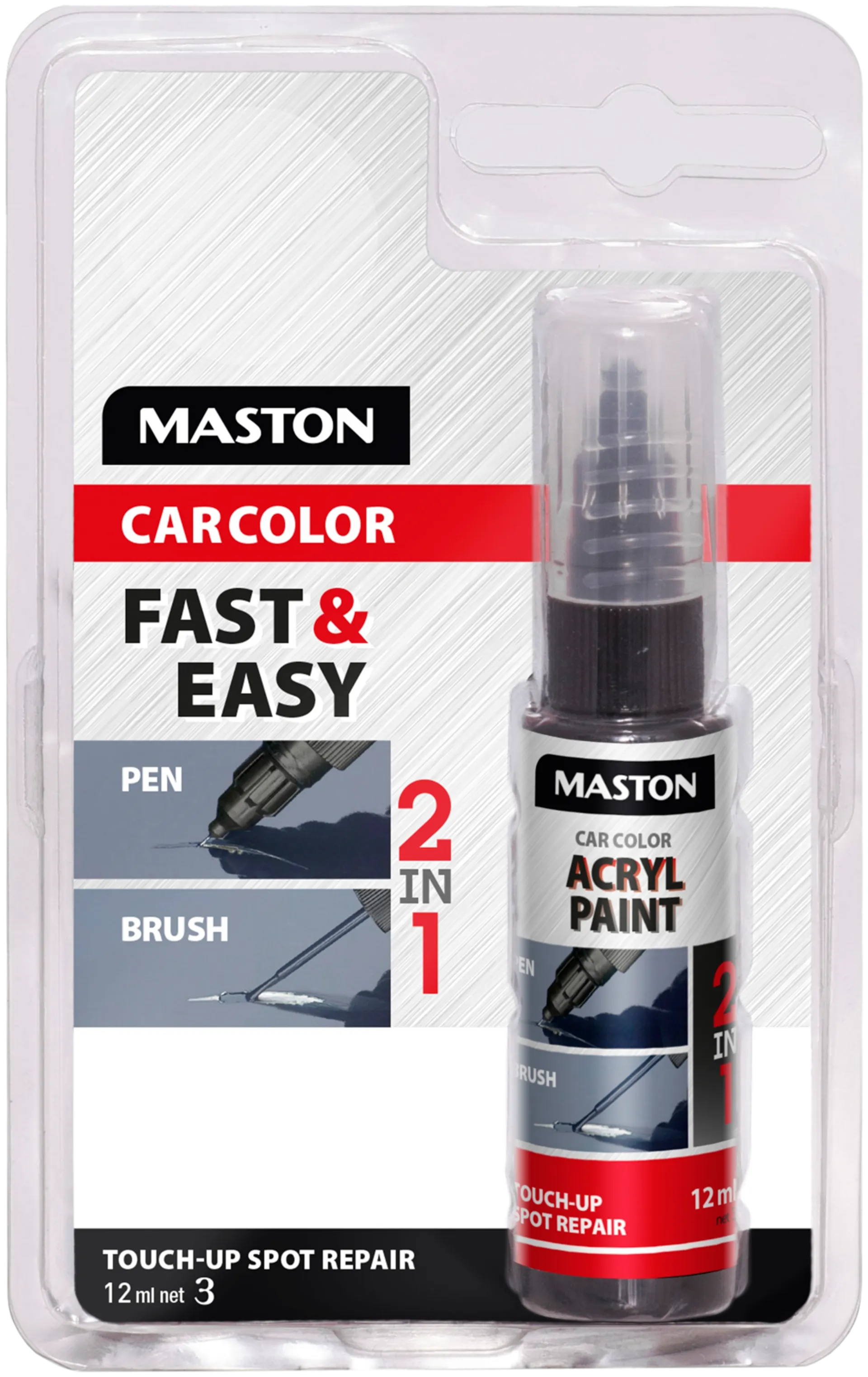 Maston CarColor akryylimaali korjauskynä Touch-Up metallic 12ml