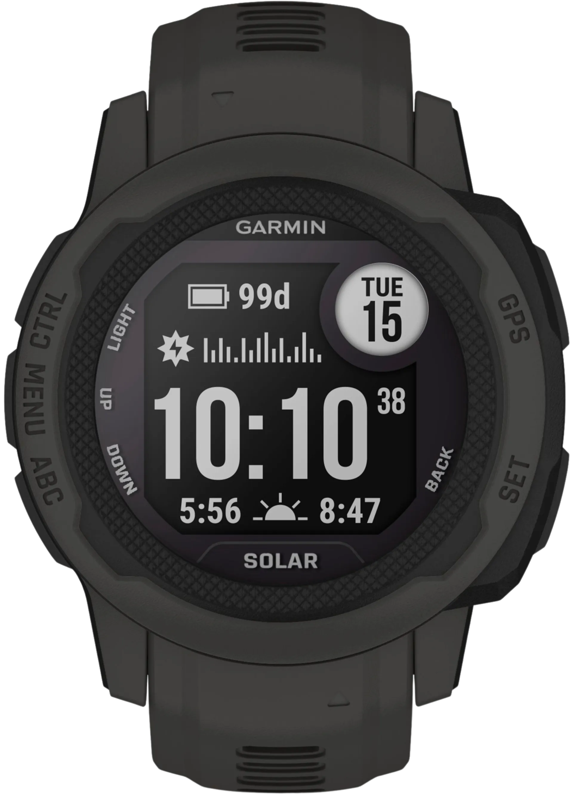 Garmin Instinct 2s solar multisport GPS kello, tummanharmaa - 1