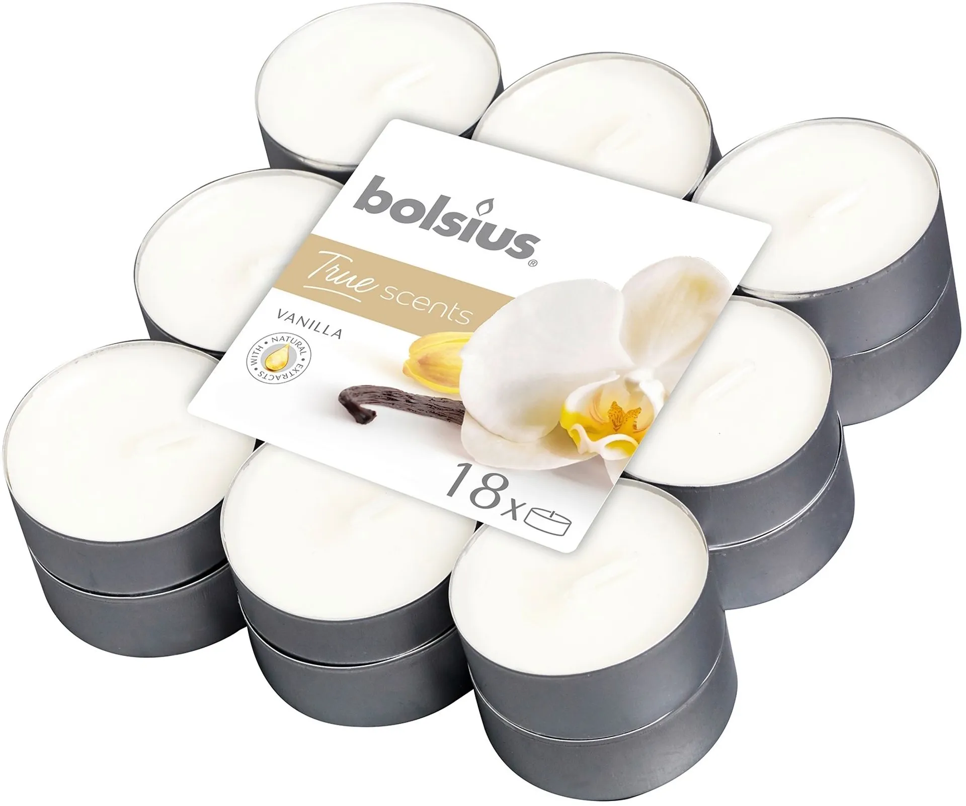 Bolsius True Scents – tuoksulämpökynttilät – Vanilla – norsunluu – 18 kpl/pakkaus - 2
