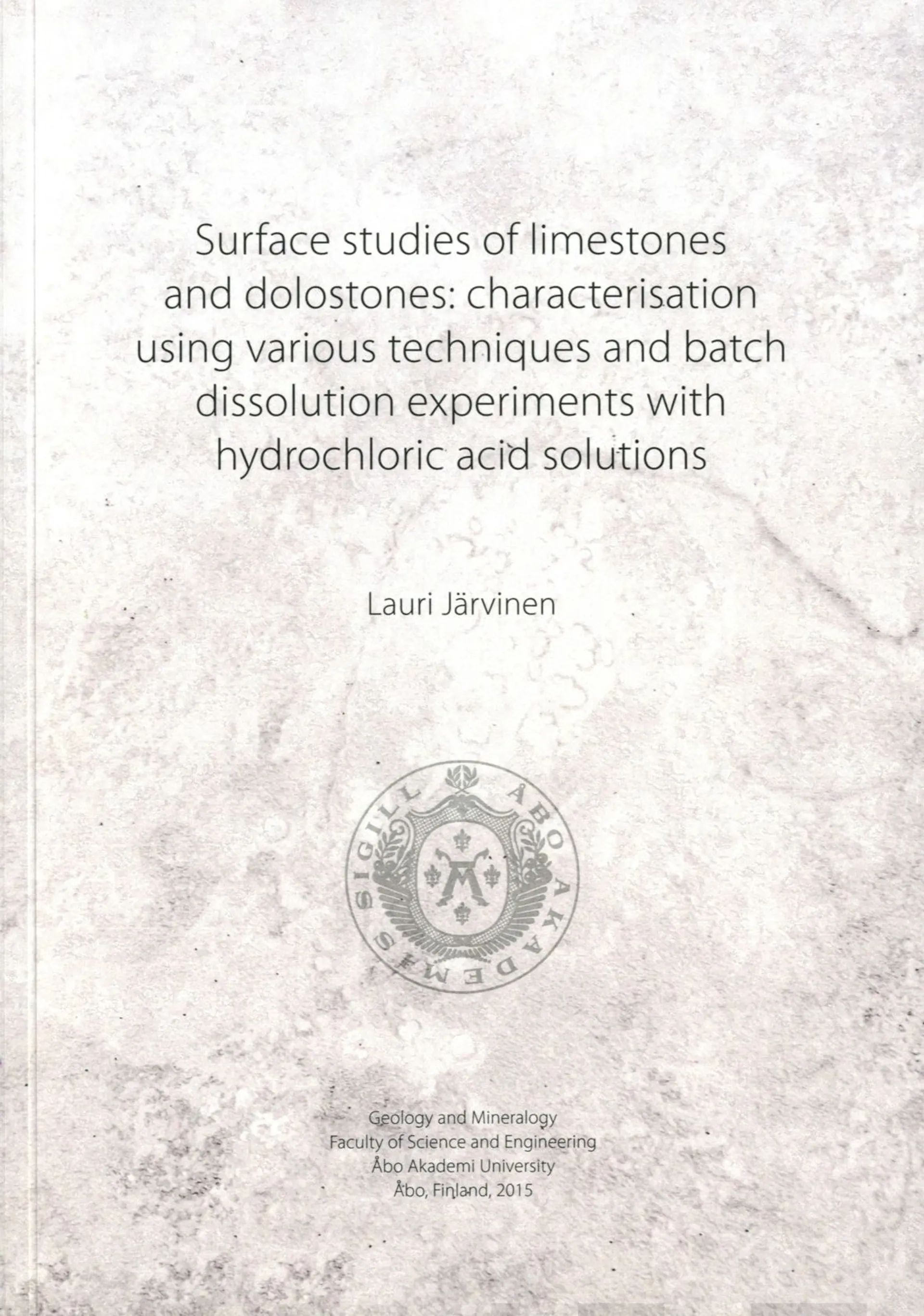 Järvinen, Surface studies of limestones and dolostones