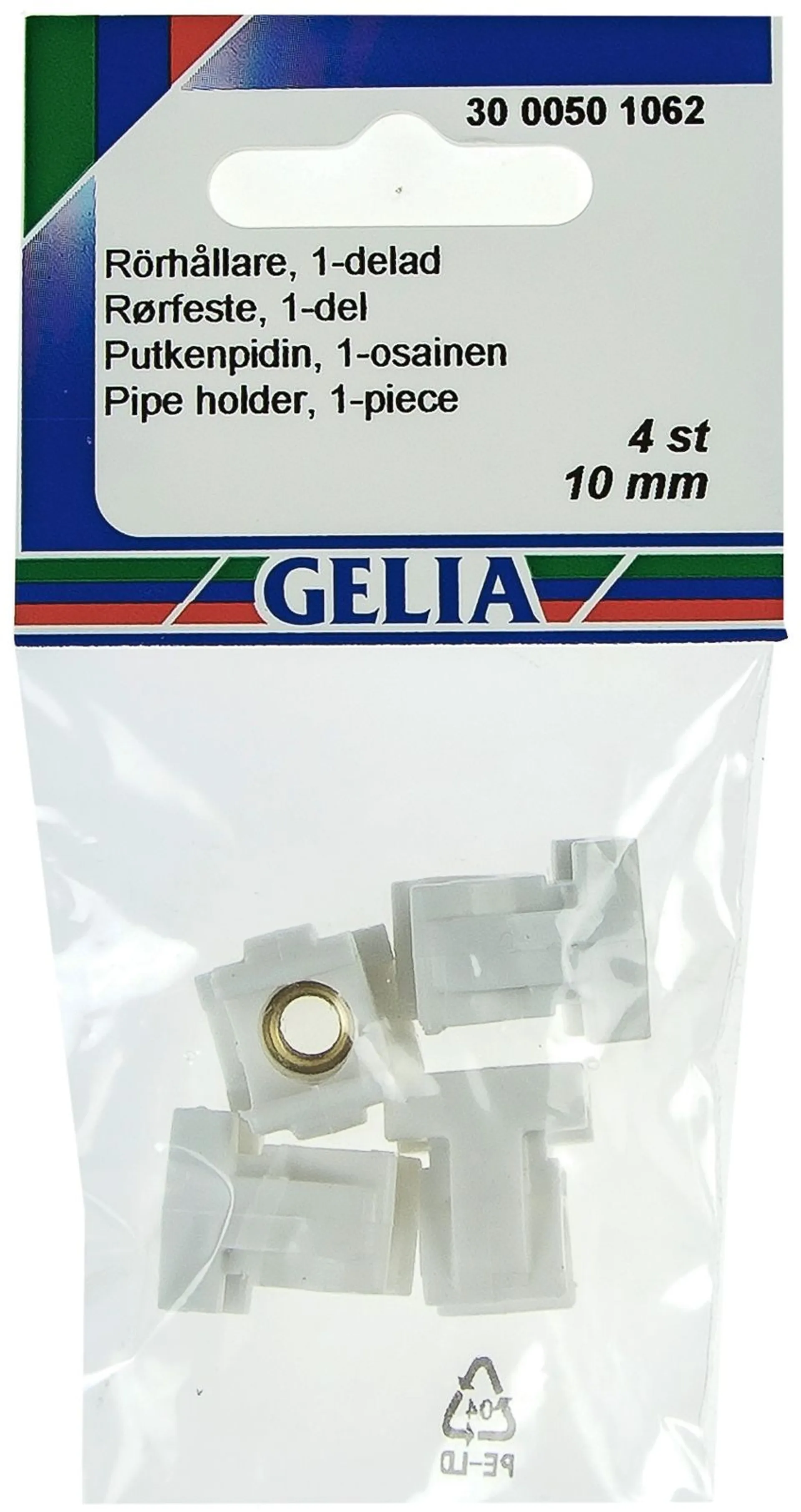 Gelia putkenpidin 1x10mm 4kpl valkoinen