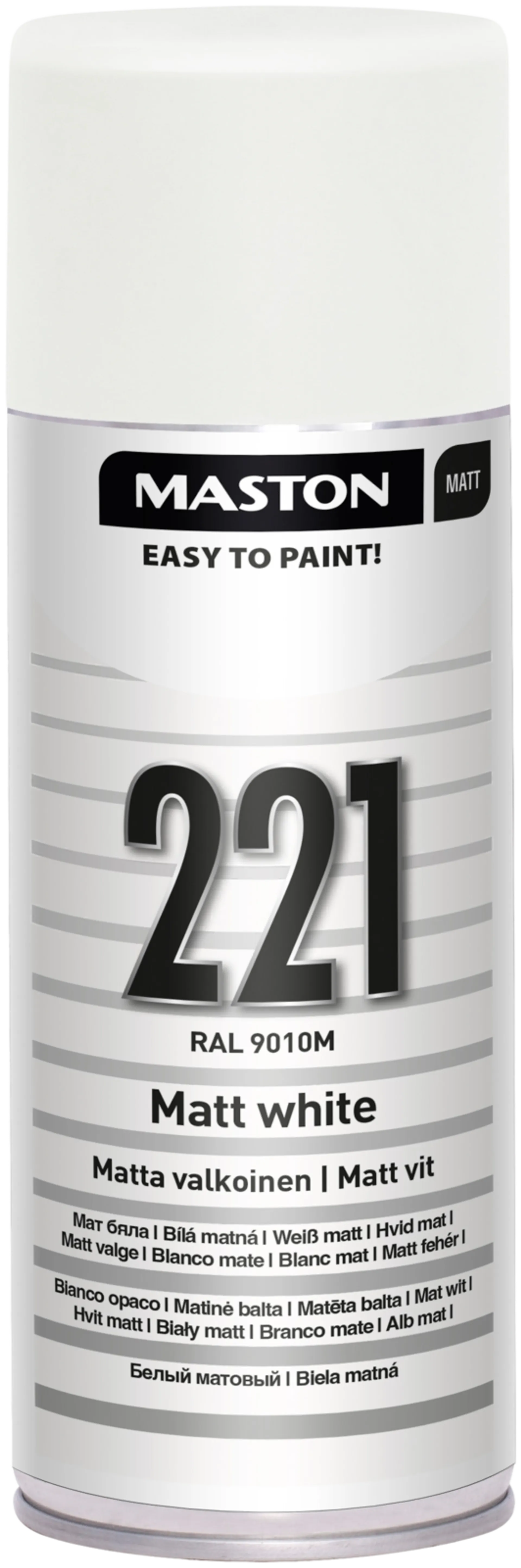 Maston ColorMix spraymaali matta valkoinen 221 400ml RAL 9010