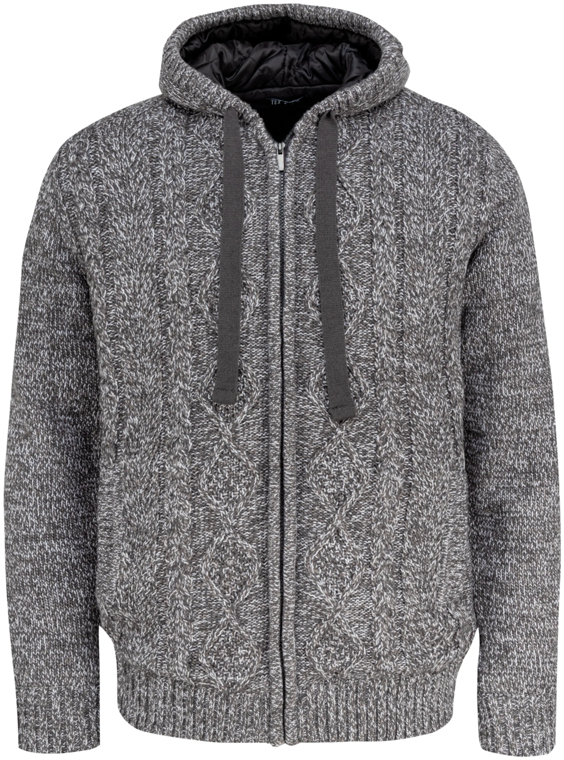 TEX miesten vuorillinen neulostakki I836498 - GREY CHINE DARK - 1