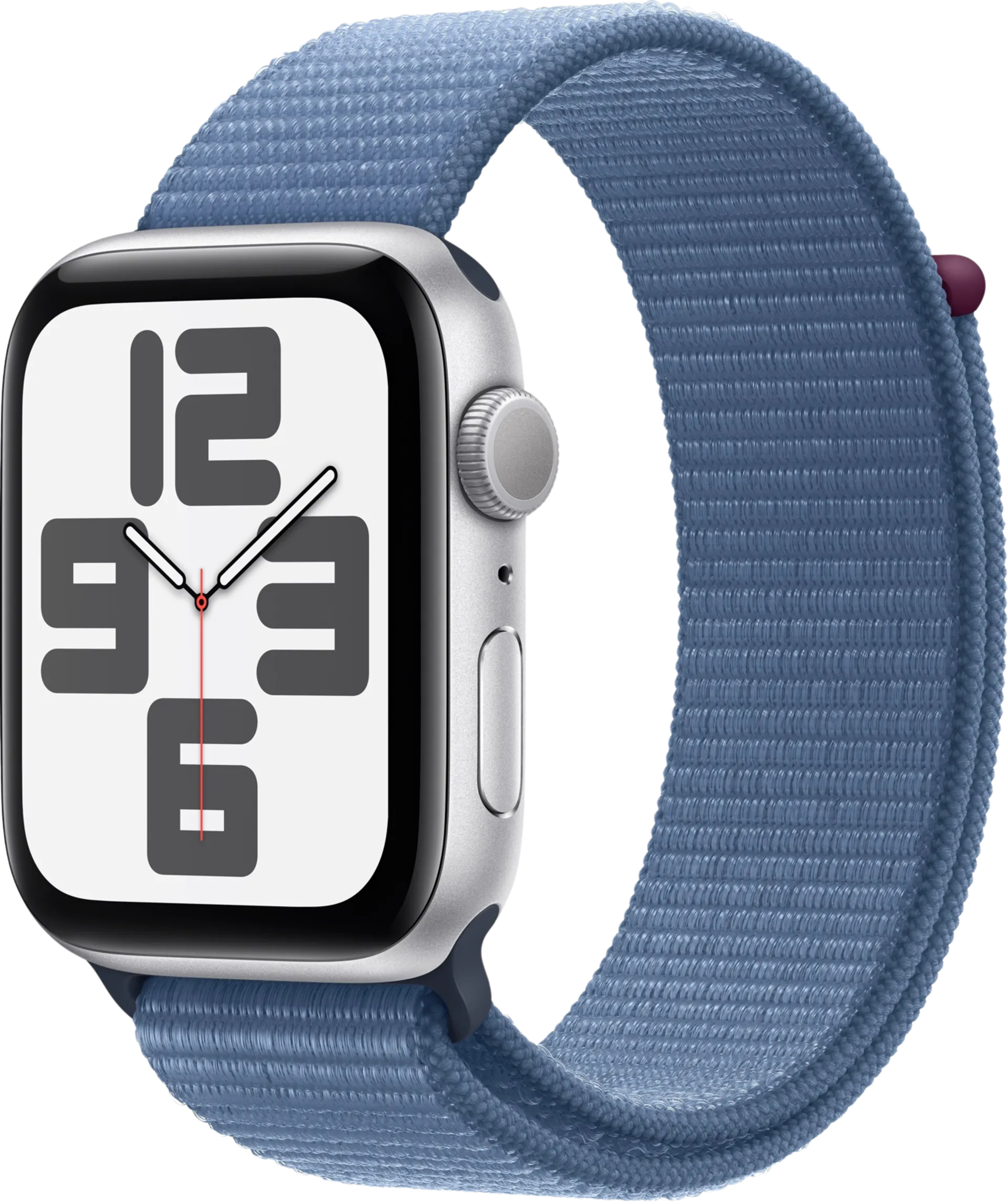 Apple watch SE GPS 44mm Hopeinen alumiinikotelo talvensininen urheiluranneke MREF3KS/A
