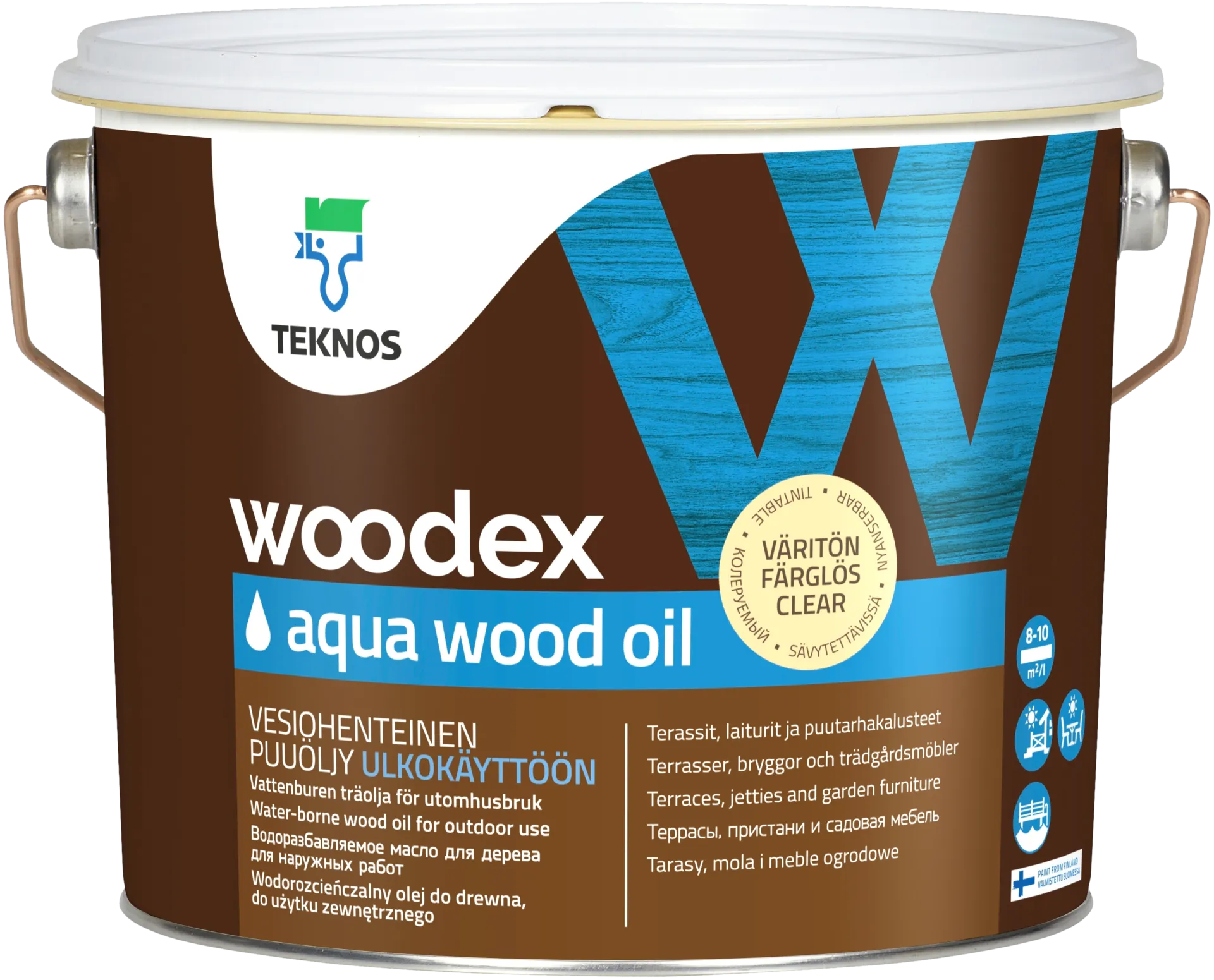 Teknos puuöljy Woodex Aqua Wood Oil 2,7l väritön sävytettävä