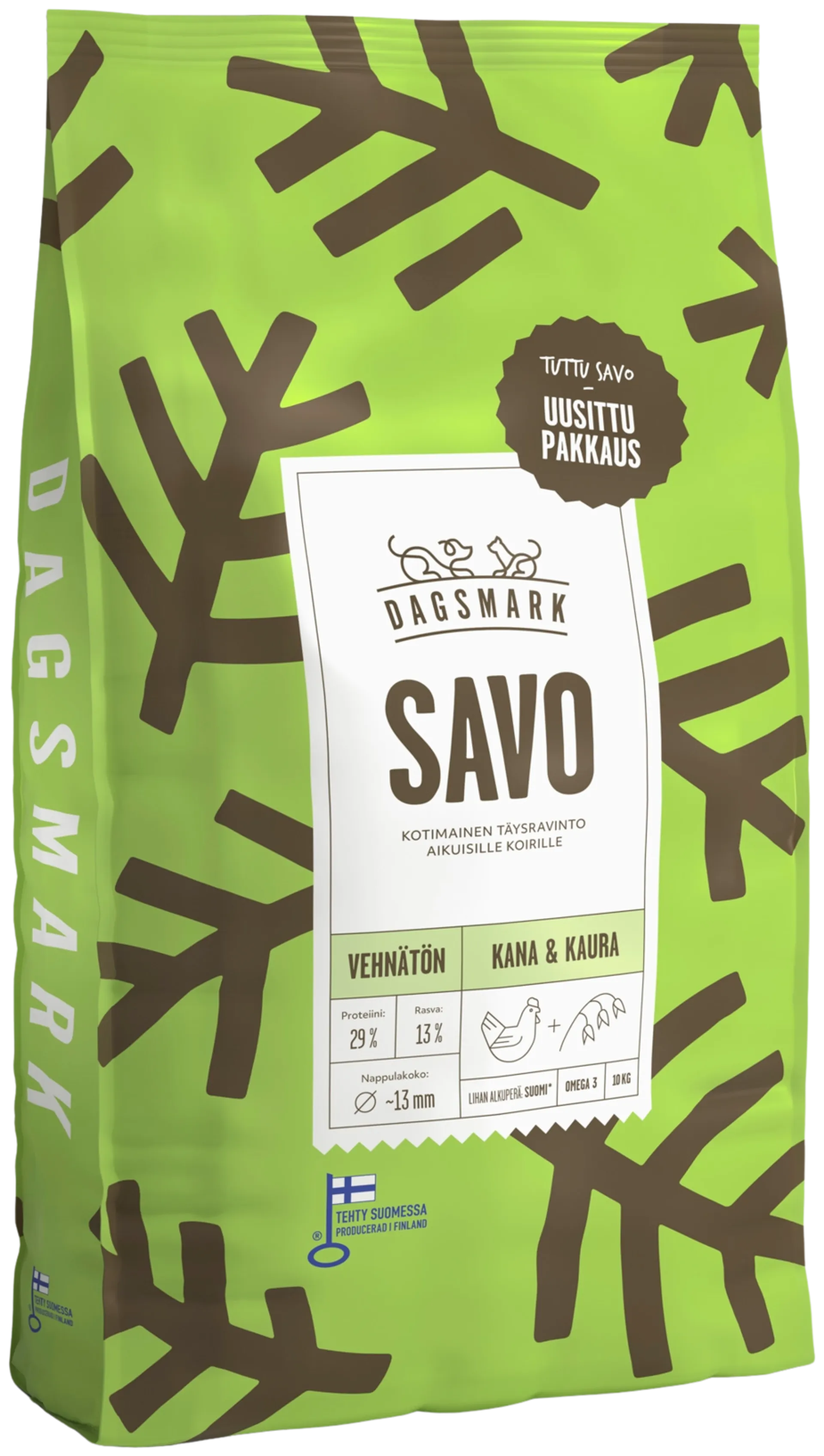 Dagsmark SAVO 10kg vehnätön koiran kuivaruoka kana-kaura