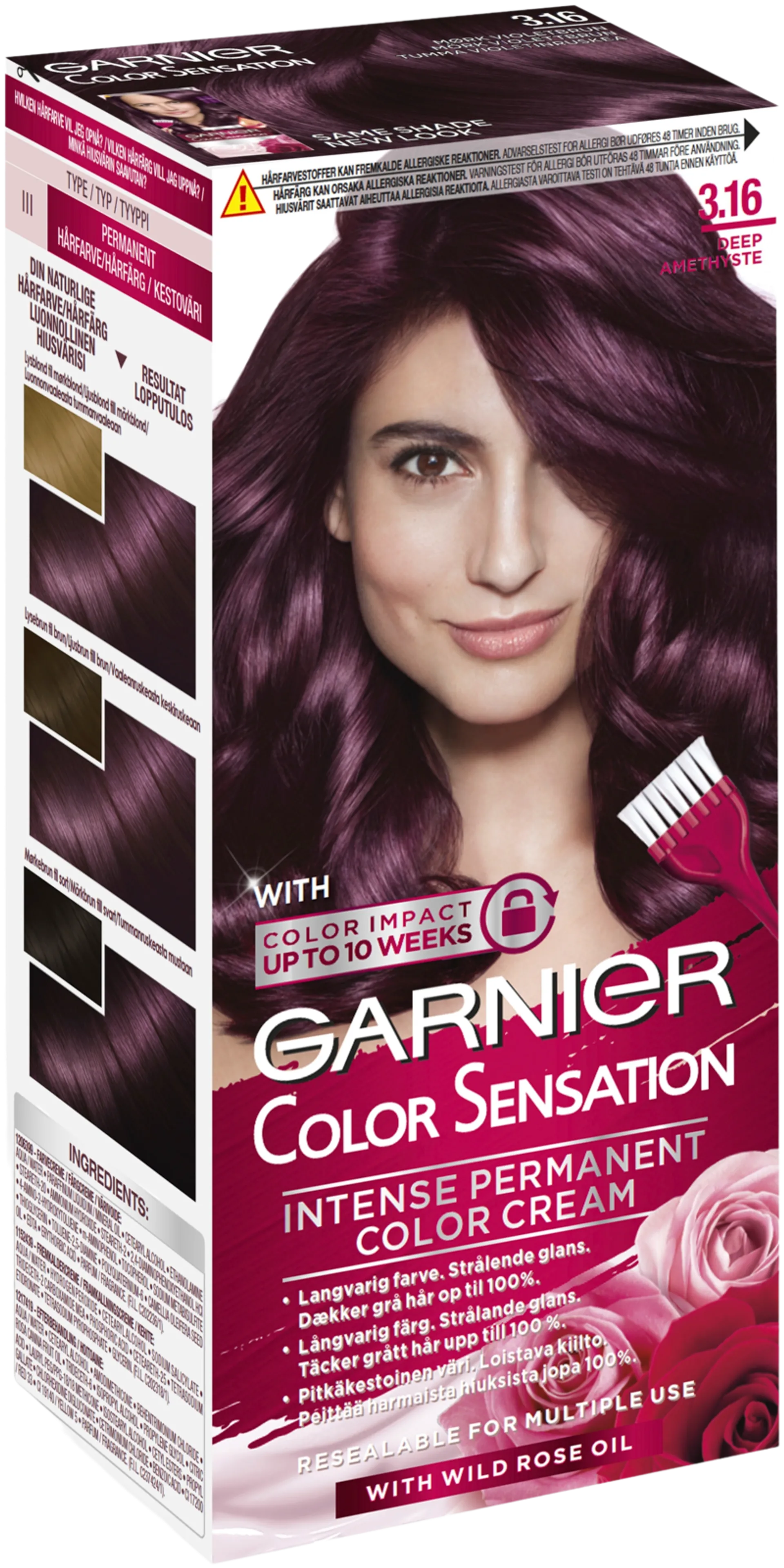 Garnier Color Sensation 3.16 Deep Amethyste Tumma violetinruskea kestoväri 1kpl - 1