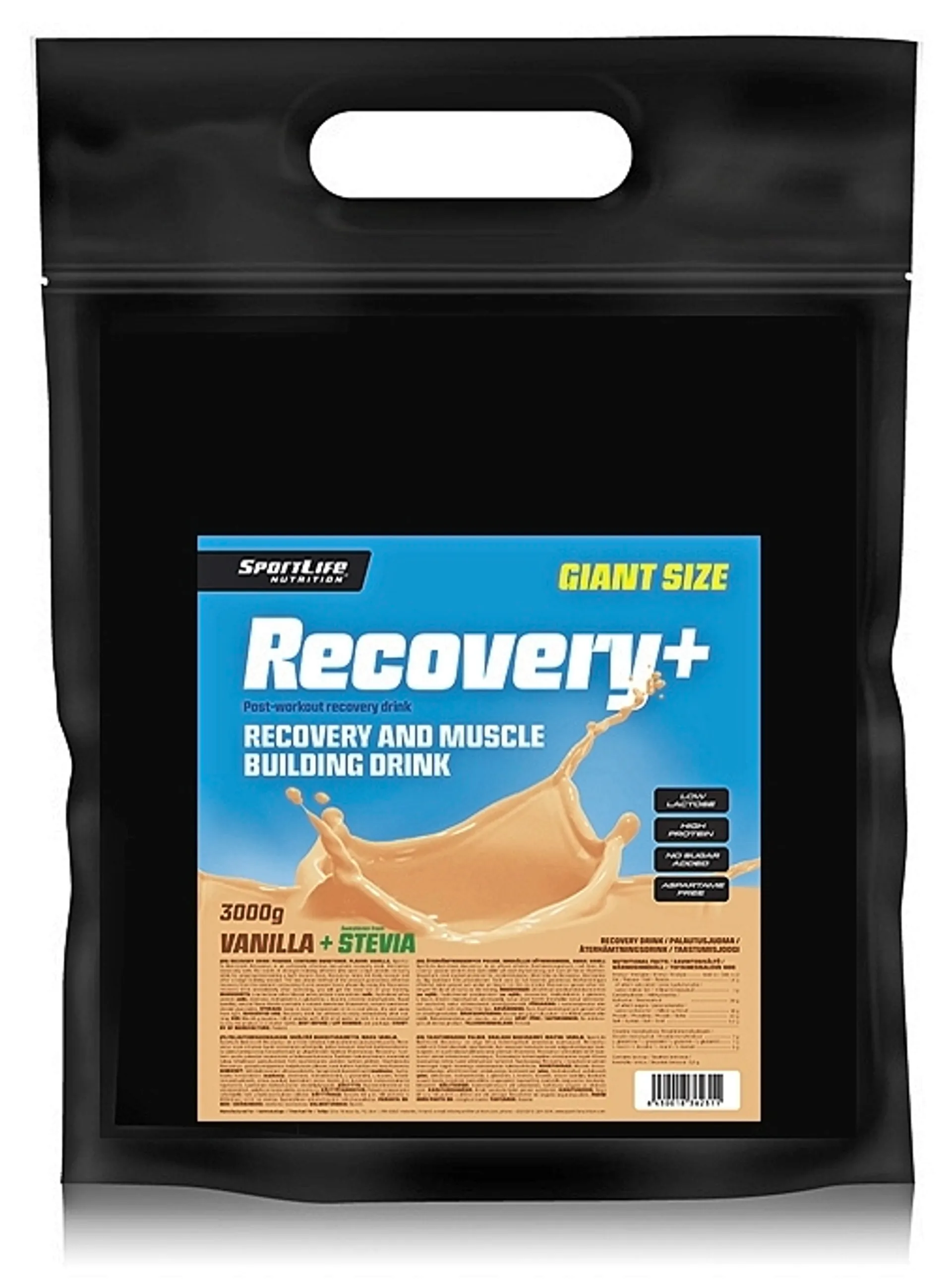 SportLife Nutrition Recovery+ 3kg vaniljajäätelö palautusjuomajauhe