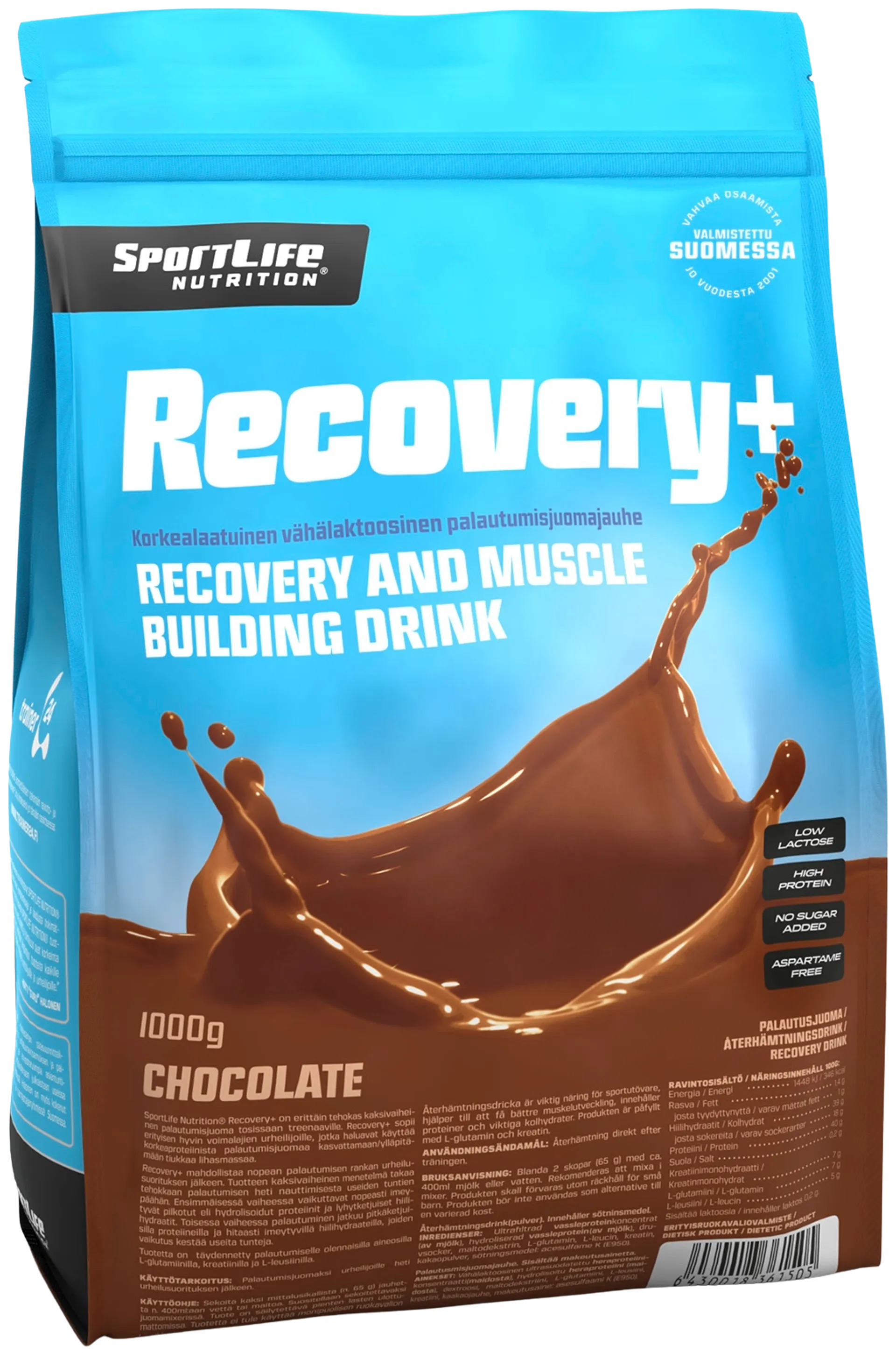 SportLife Nutrition Recovery+ 1000g suklaa palautusjuoma