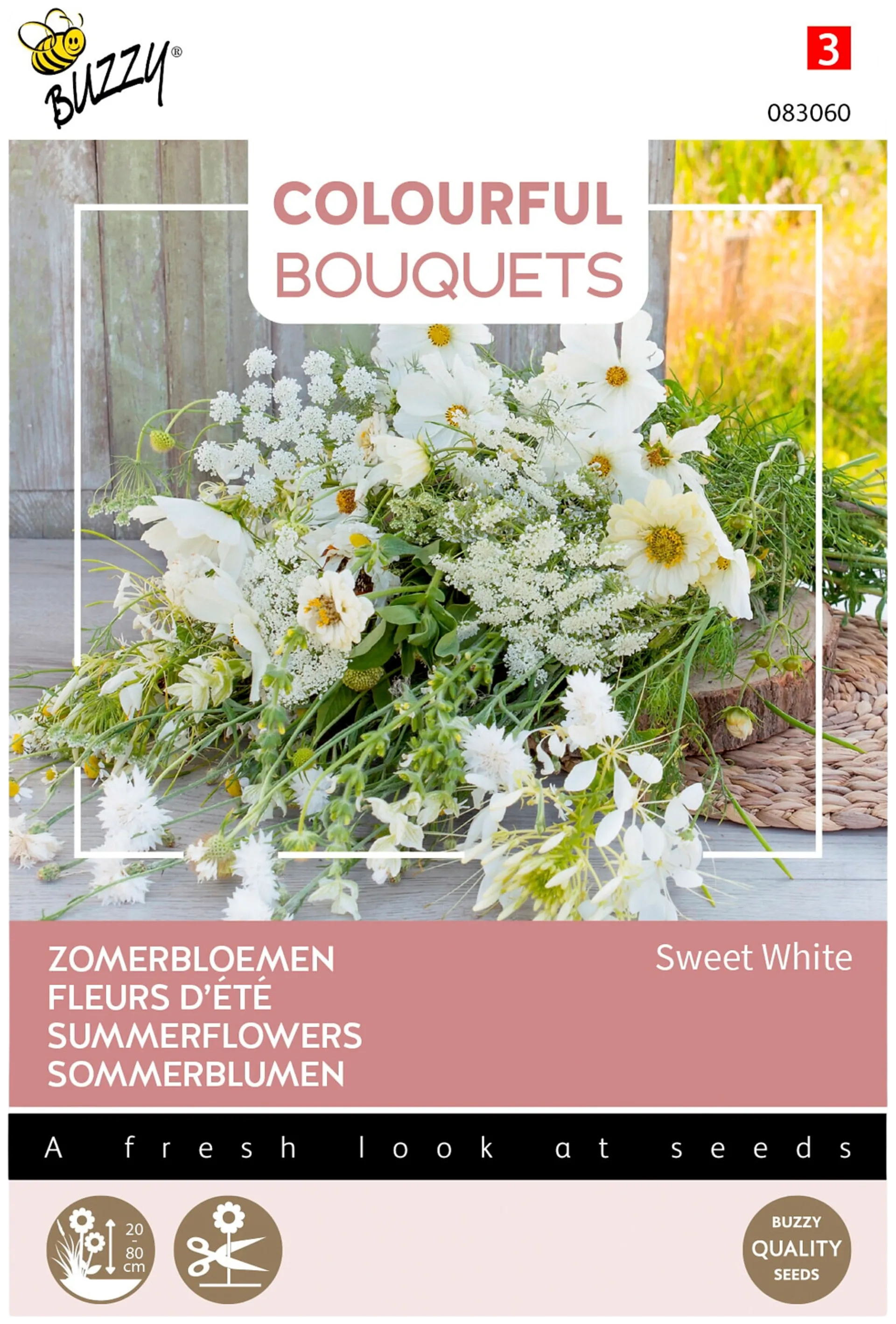 Buzzy® Colorful Bouquets Sweet White, leikkokukkia valkoisen sävyissä