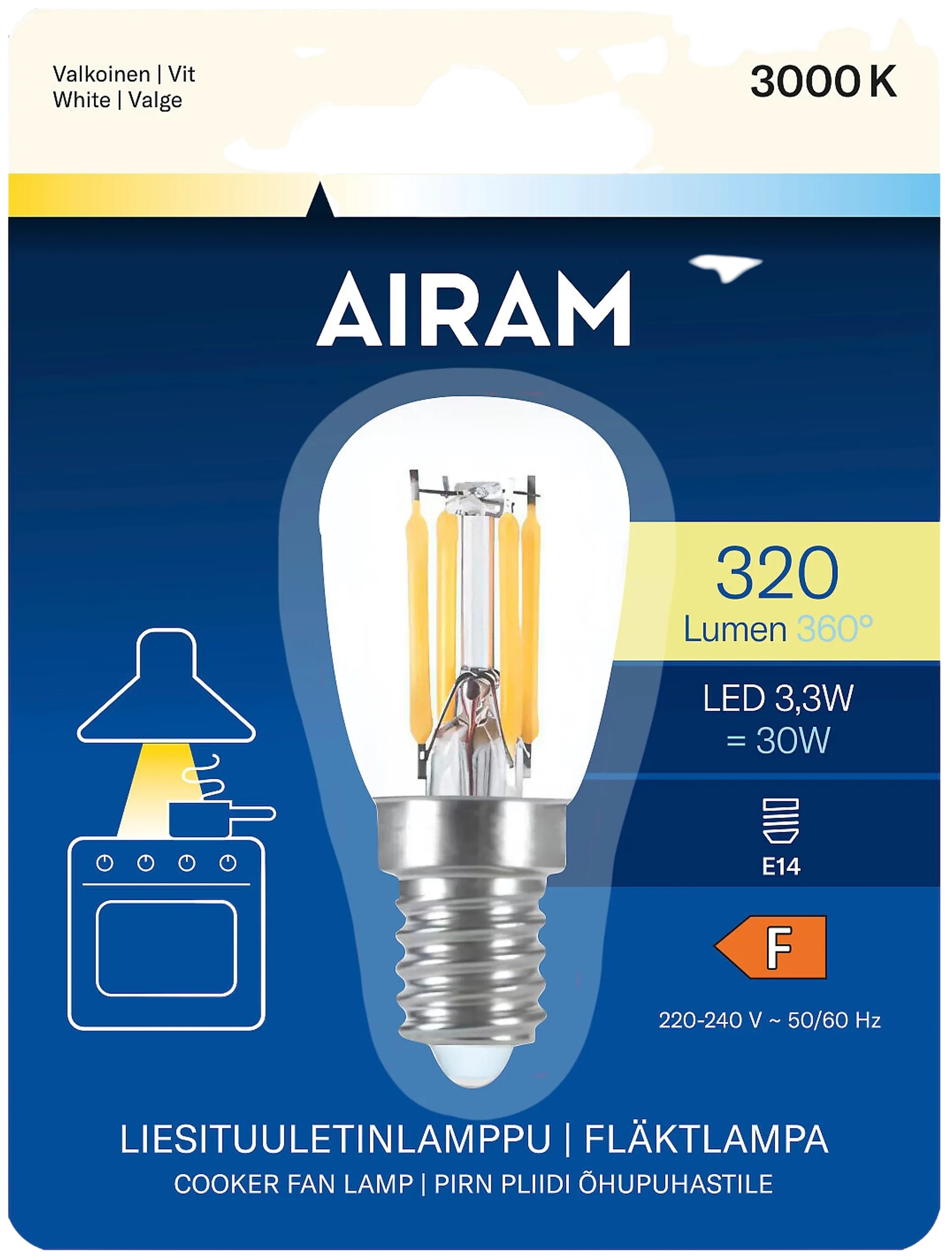 Airam LED T26 830 320lm E14 Liesituuletinlamppu - 2