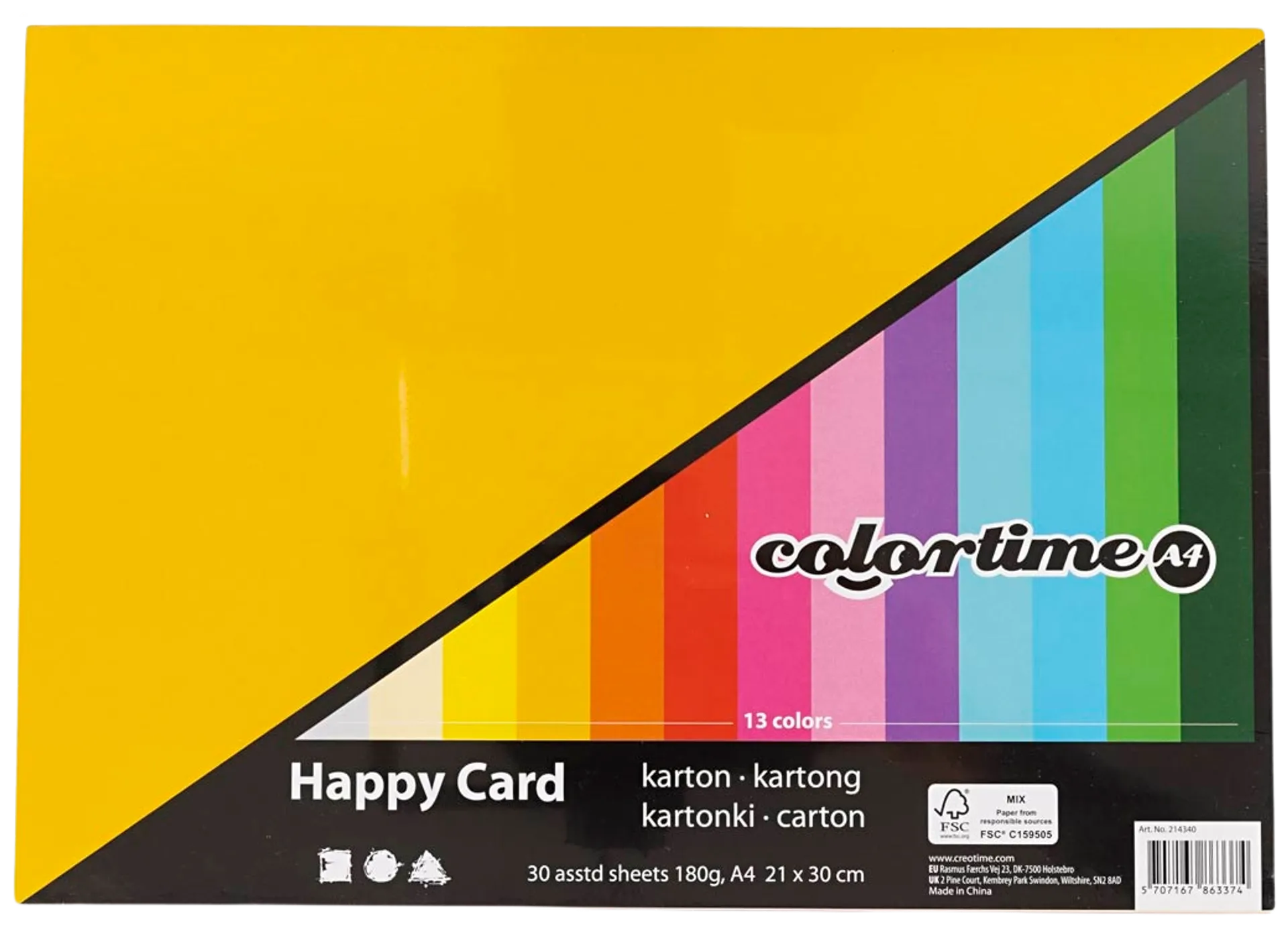 Creativ Company kartonki COLORTIME värilajitelma A4 30 arkkia, kevään sävyt - 3