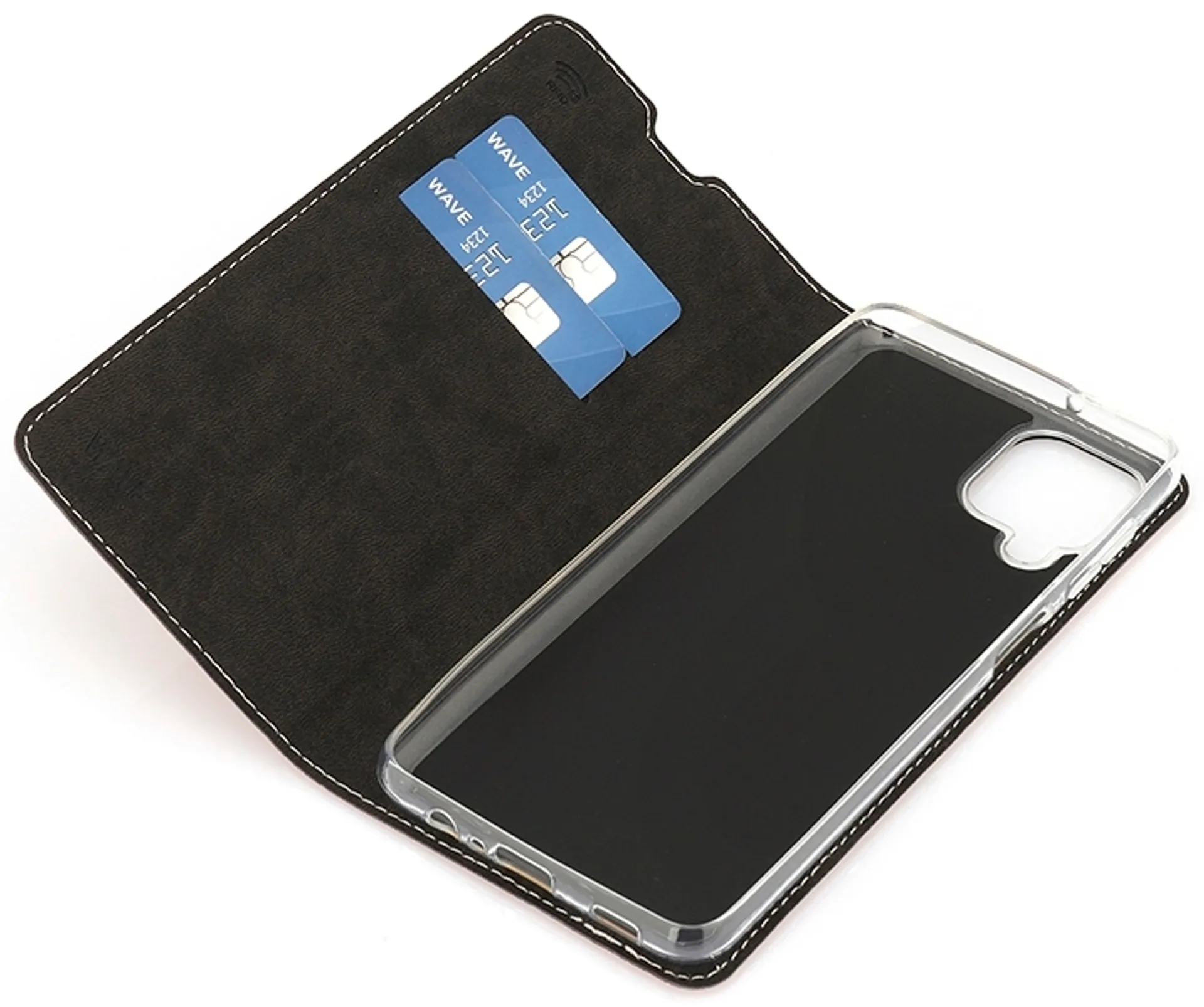 Wave Book Case, Samsung Galaxy A12, Ruusukulta - 4