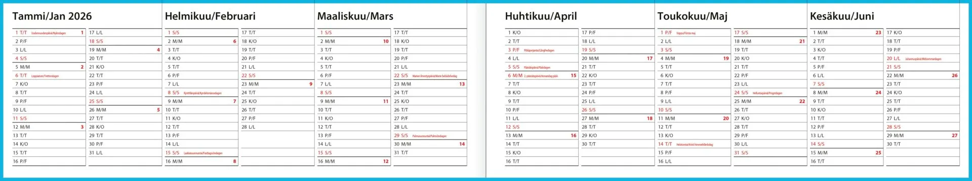 Pöytäkalenteri Memo-viikkomuistio, sininen - 2