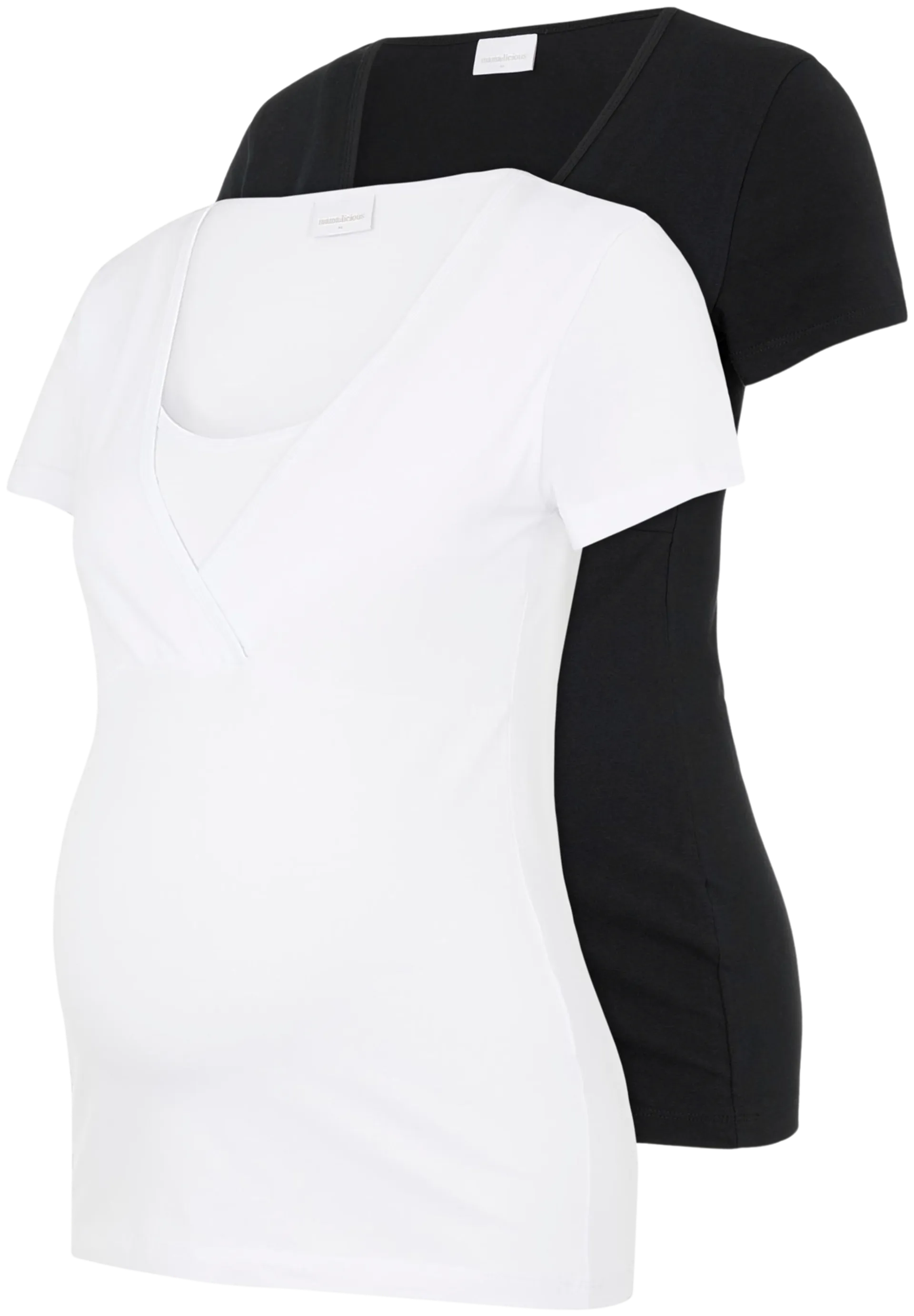Mamalicious naisten äitiys t-paita MLMia Tess 2-pack - BLACK - 1