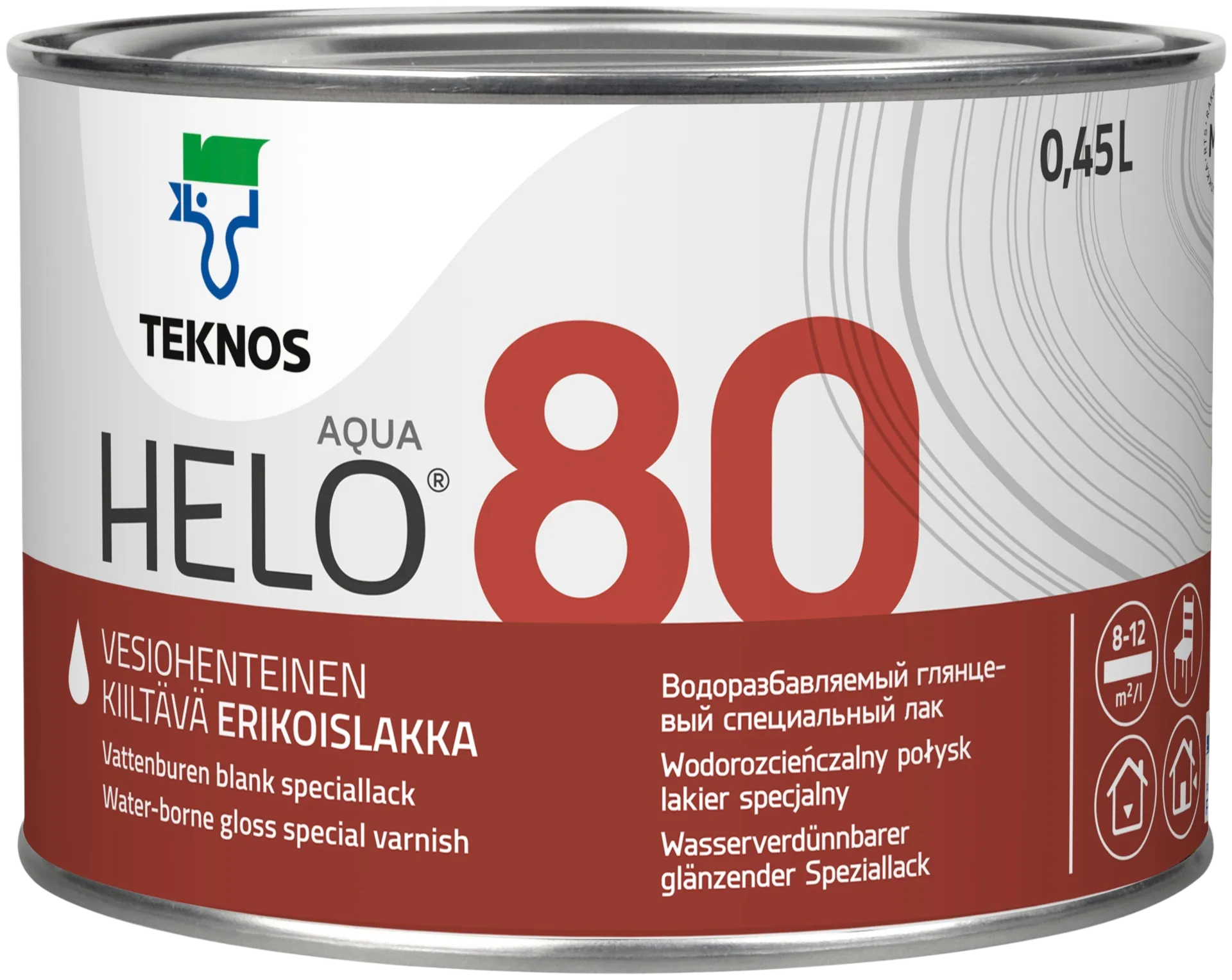 Teknos erikoislakka Helo Aqua 80 0,45 l väritön sävytettävissä kiiltävä