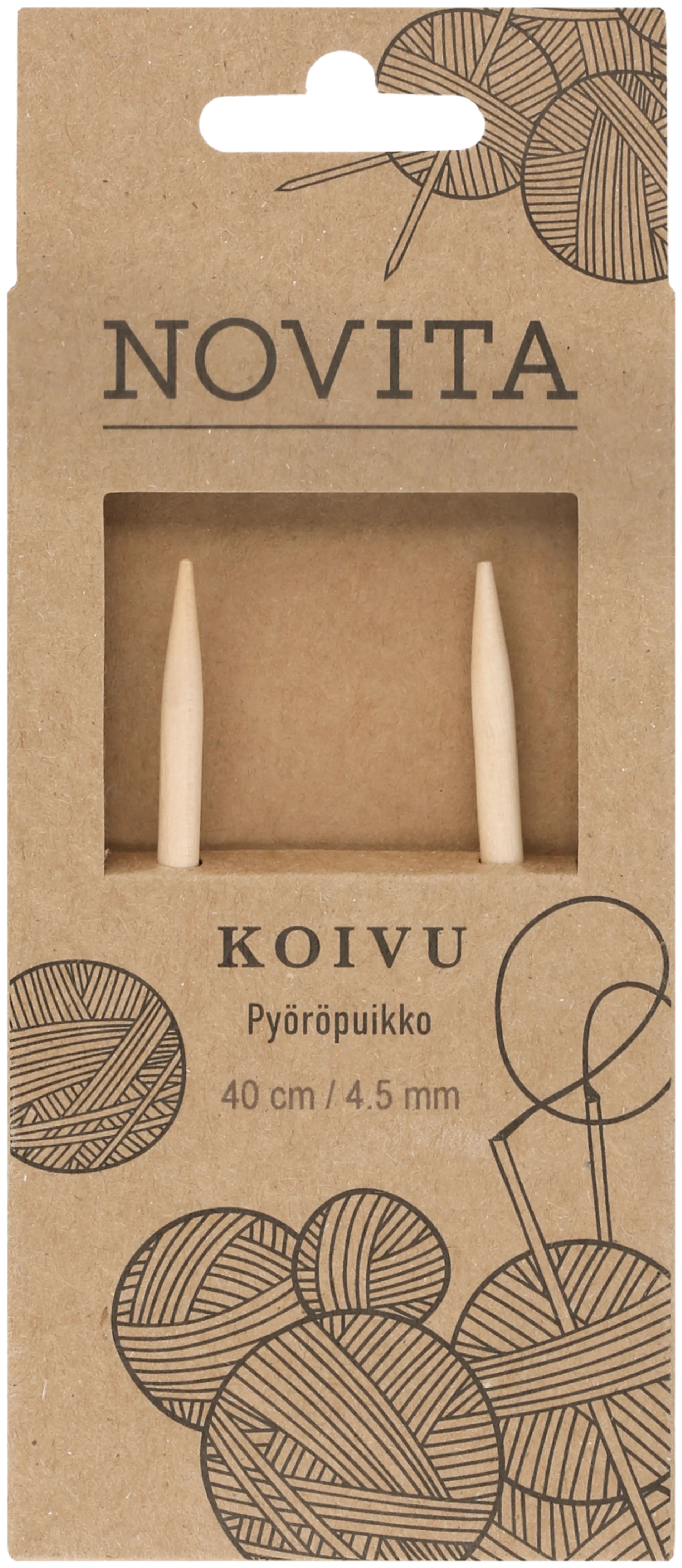 Novita pyöröpuikot 40 cm koivu 4.5 mm - 1