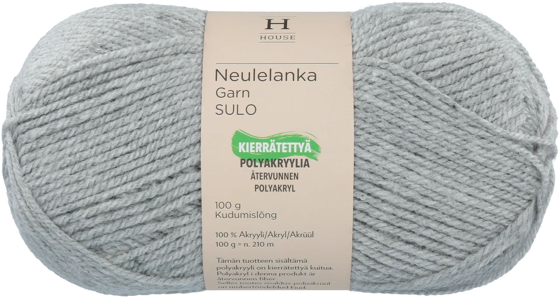 House neulelanka akryyli Sulo 100 g Light Gray Melange 195