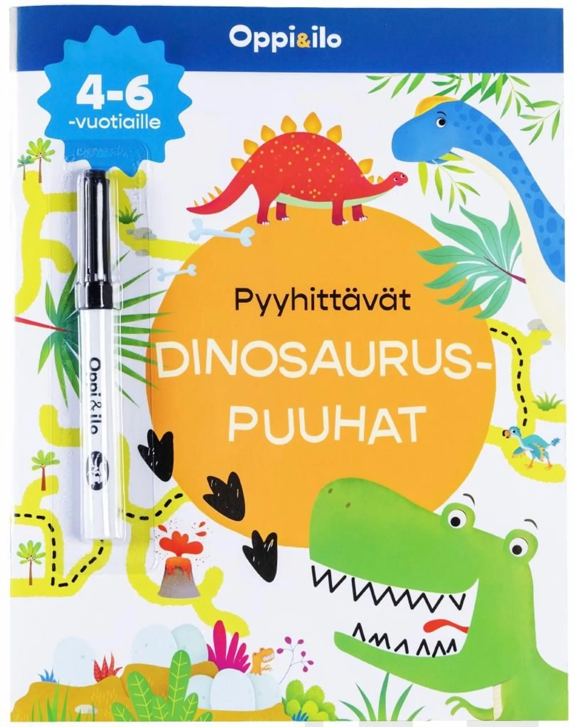Robson, Pyyhittävät Dinosauruspuuhat -puuhakirja 4-6 v - Kynäpuuhaa dinosaurusten parissa!