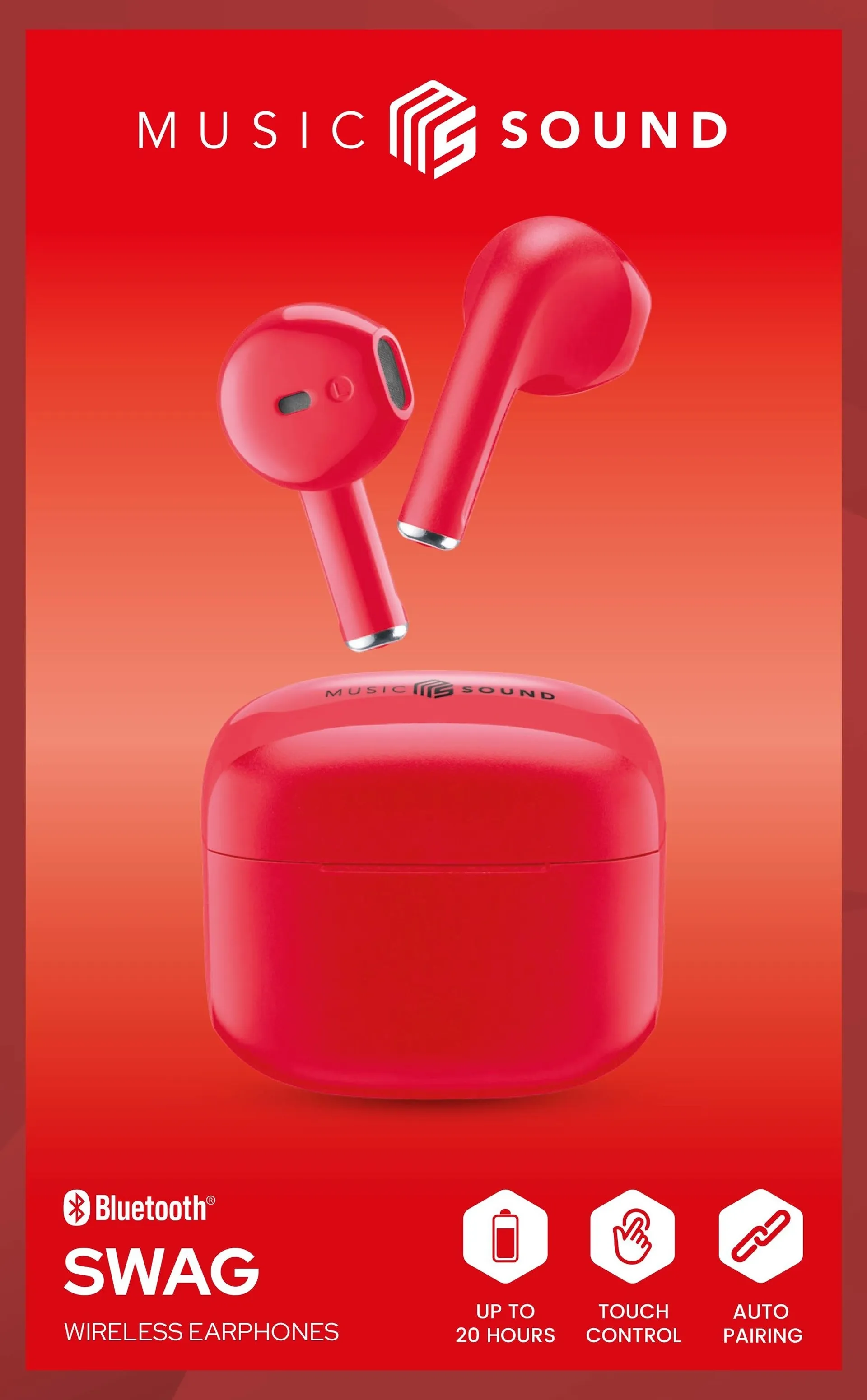 MusicSound Bluetooth nappikuulokkeet Swag punainen - 1