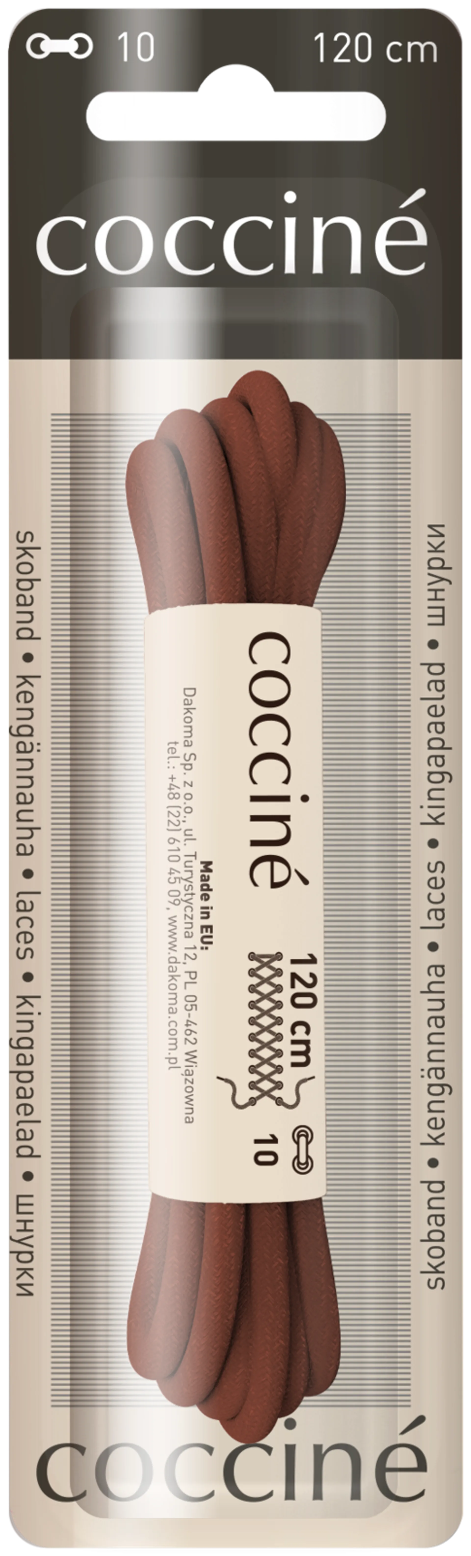 Coccine kengännauha 120 cm, ruskea