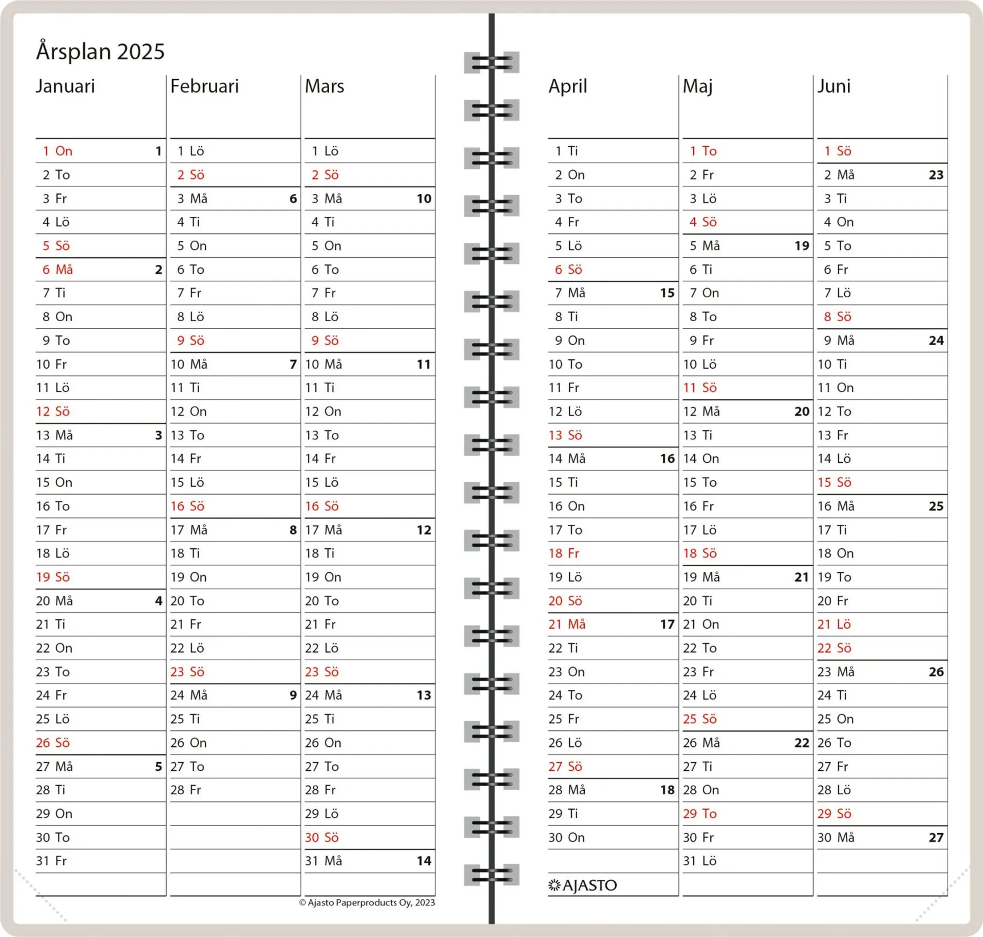 Fickkalender Agenda, svenskspråkig, silver - 2