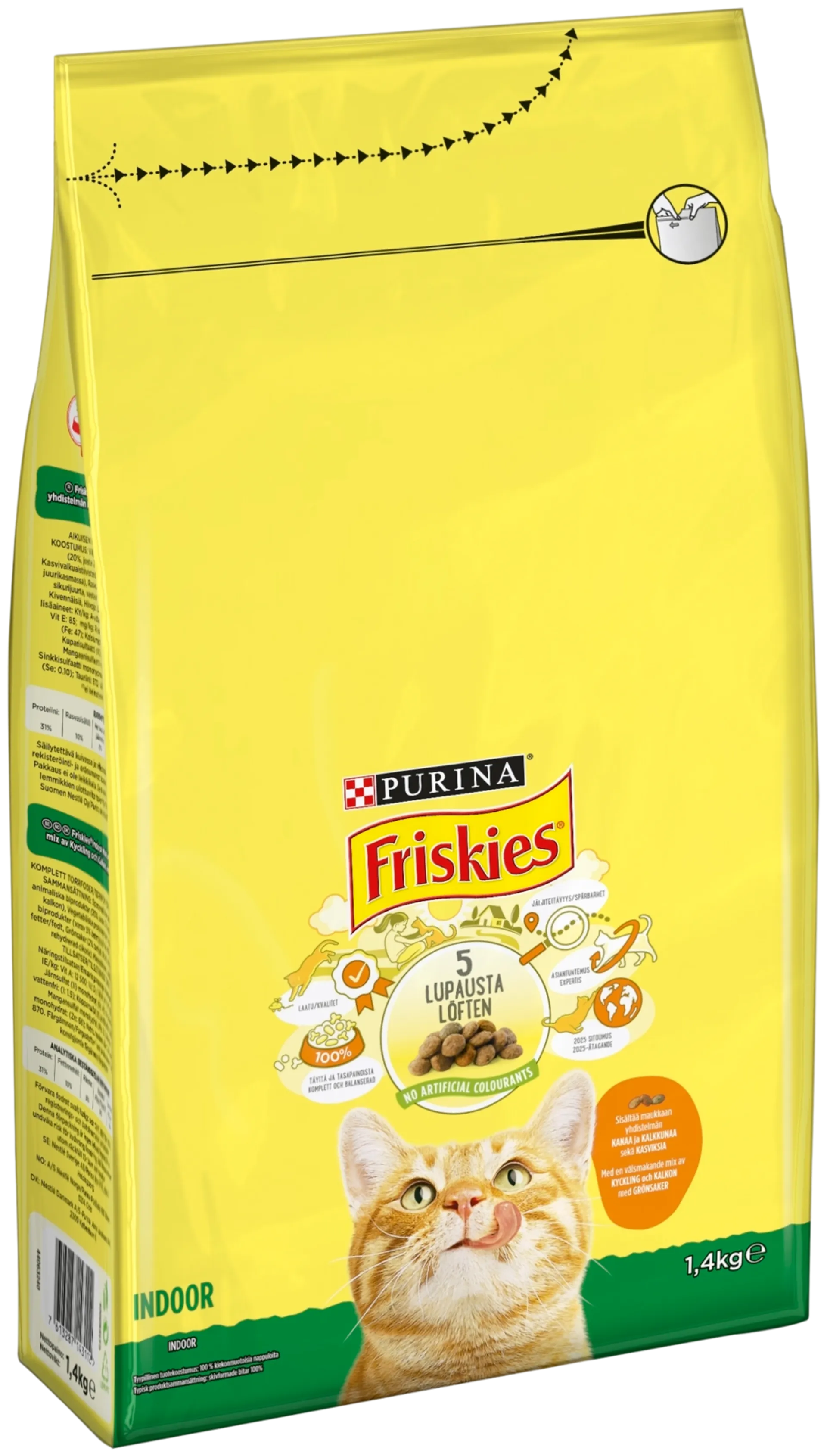 Friskies 1,4kg Indoor Cats Kanaa ja Kasviksia kissanruoka