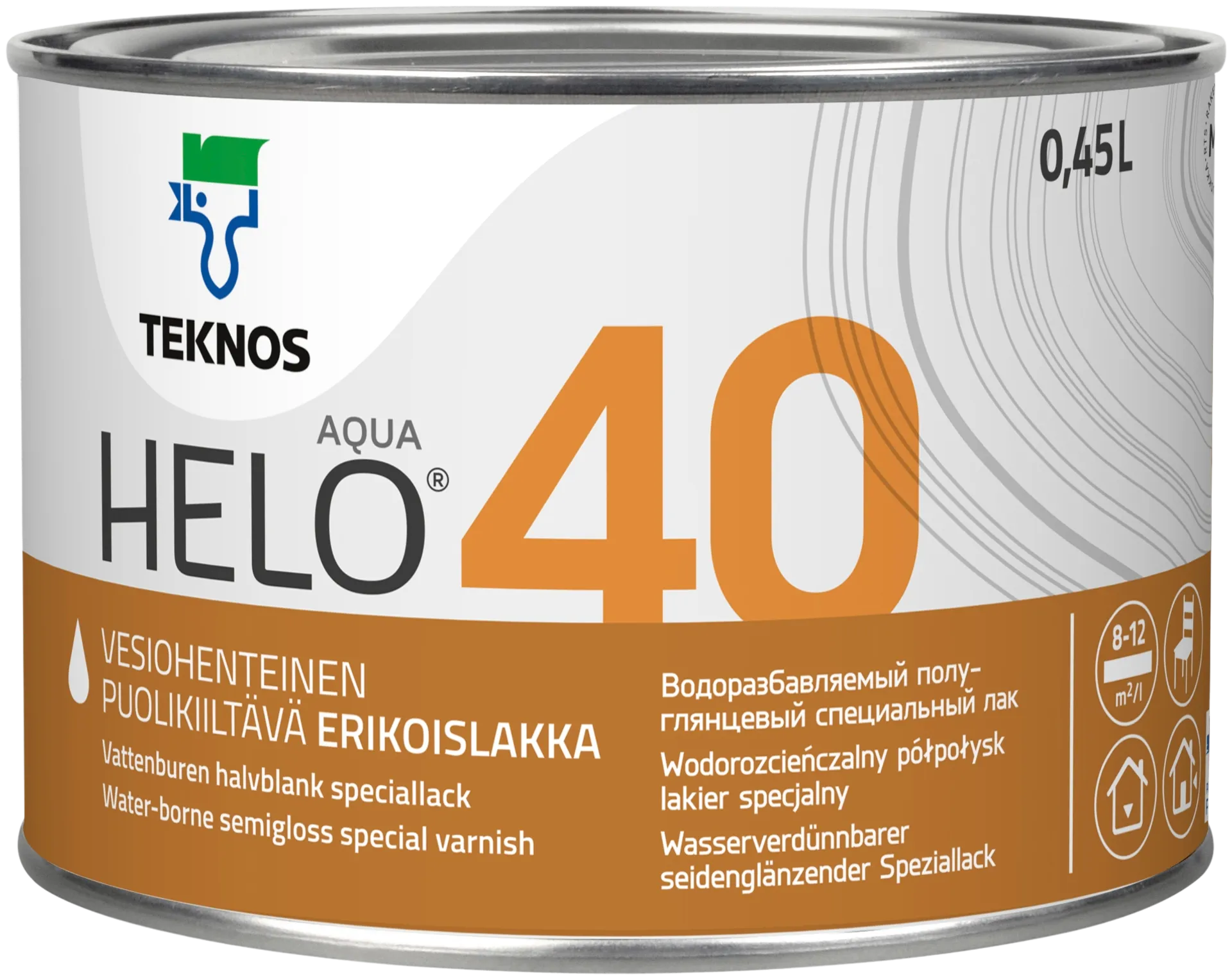 Teknos Helo Aqua 40 Erikoislakka 0,45L väritön sävytettävissä puolikiiltävä