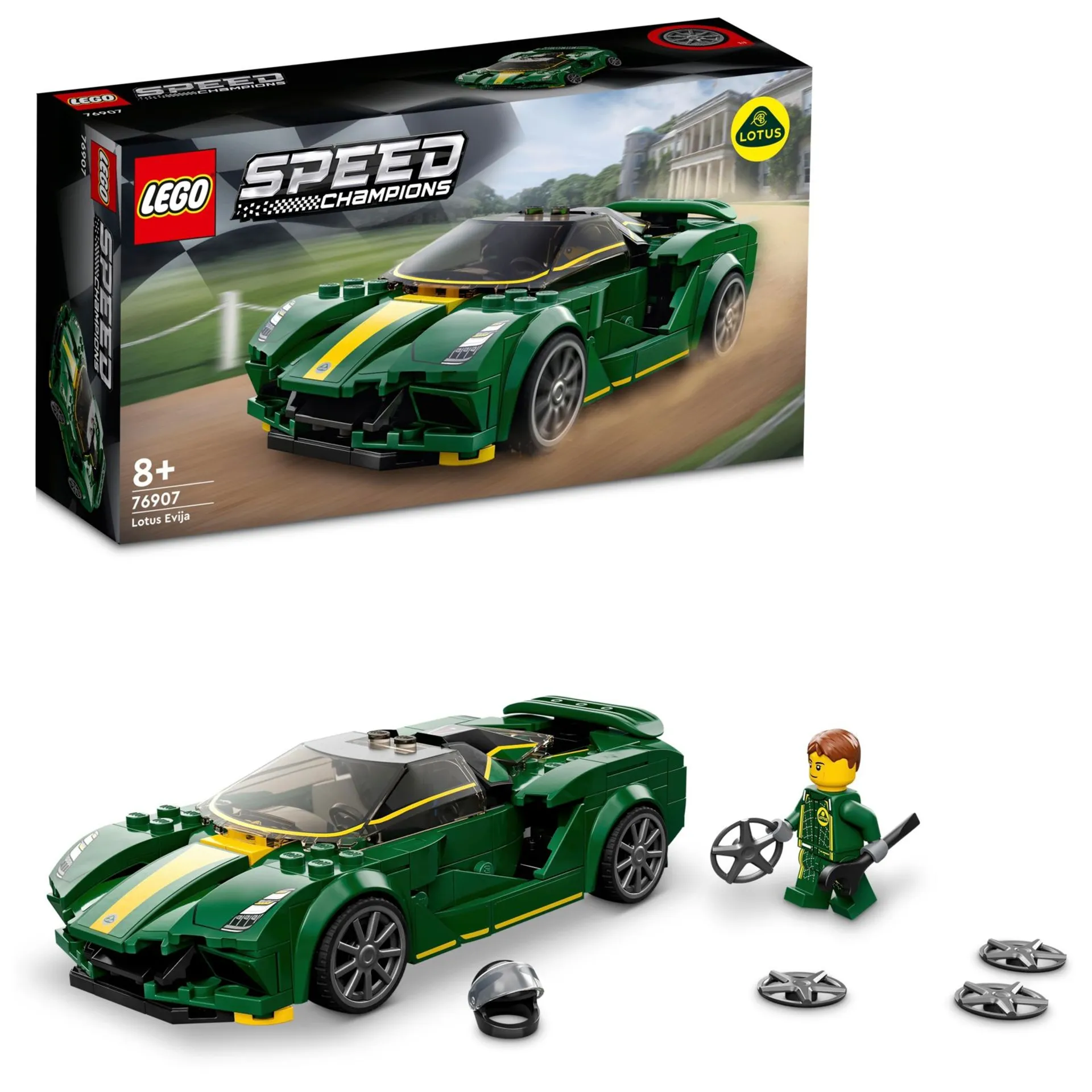 LEGO® Speed 76907 Champions Lotus Evija Auton pienoismallin rakennussarja; Upea hyperautolelu lapsille ja autofaneille 8-vuotiaasta alkaen (247 osaa) - 1