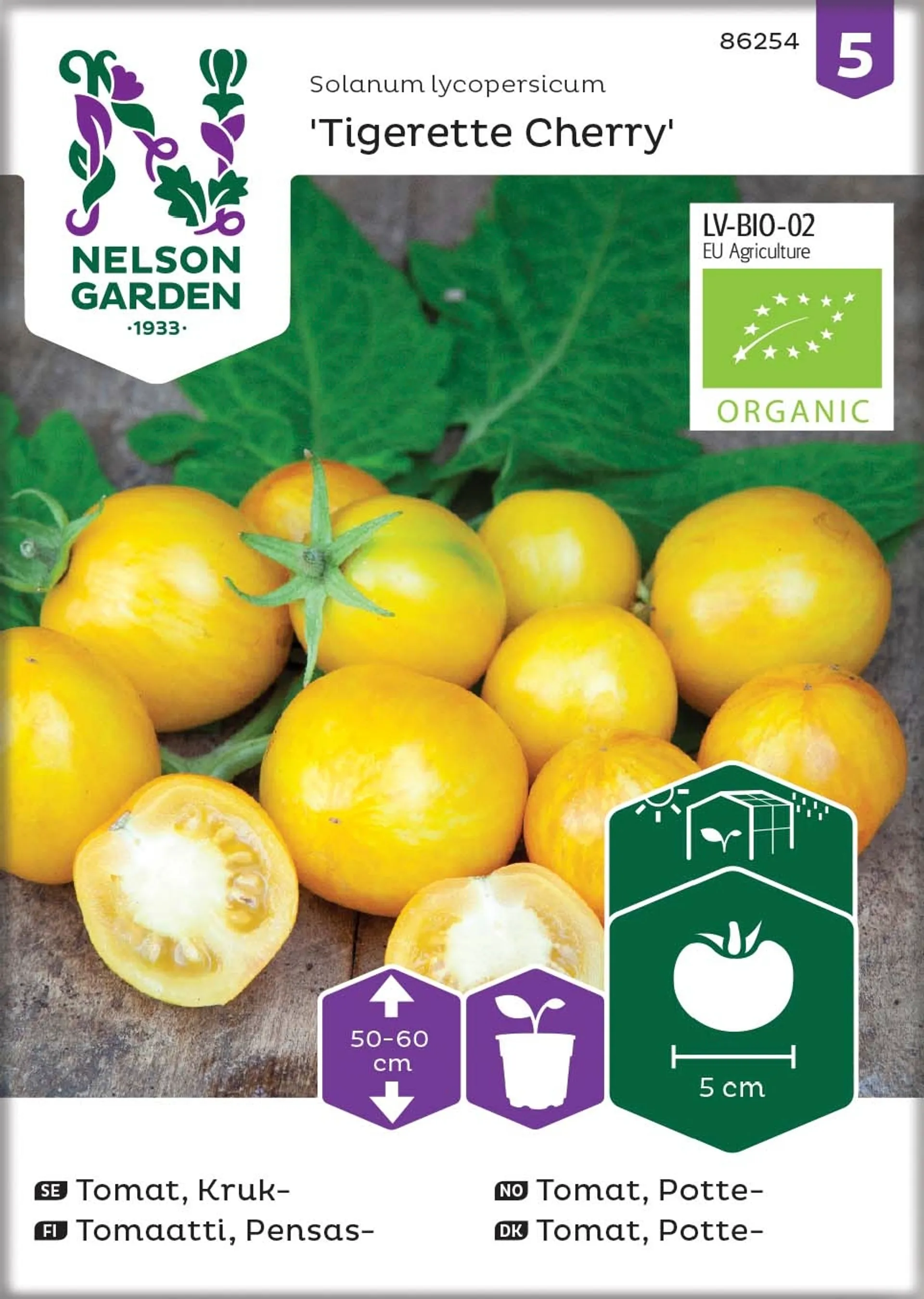 Nelson Garden Siemen Tomaatti, Kirsikka-,Tigerette Cherry, luomu