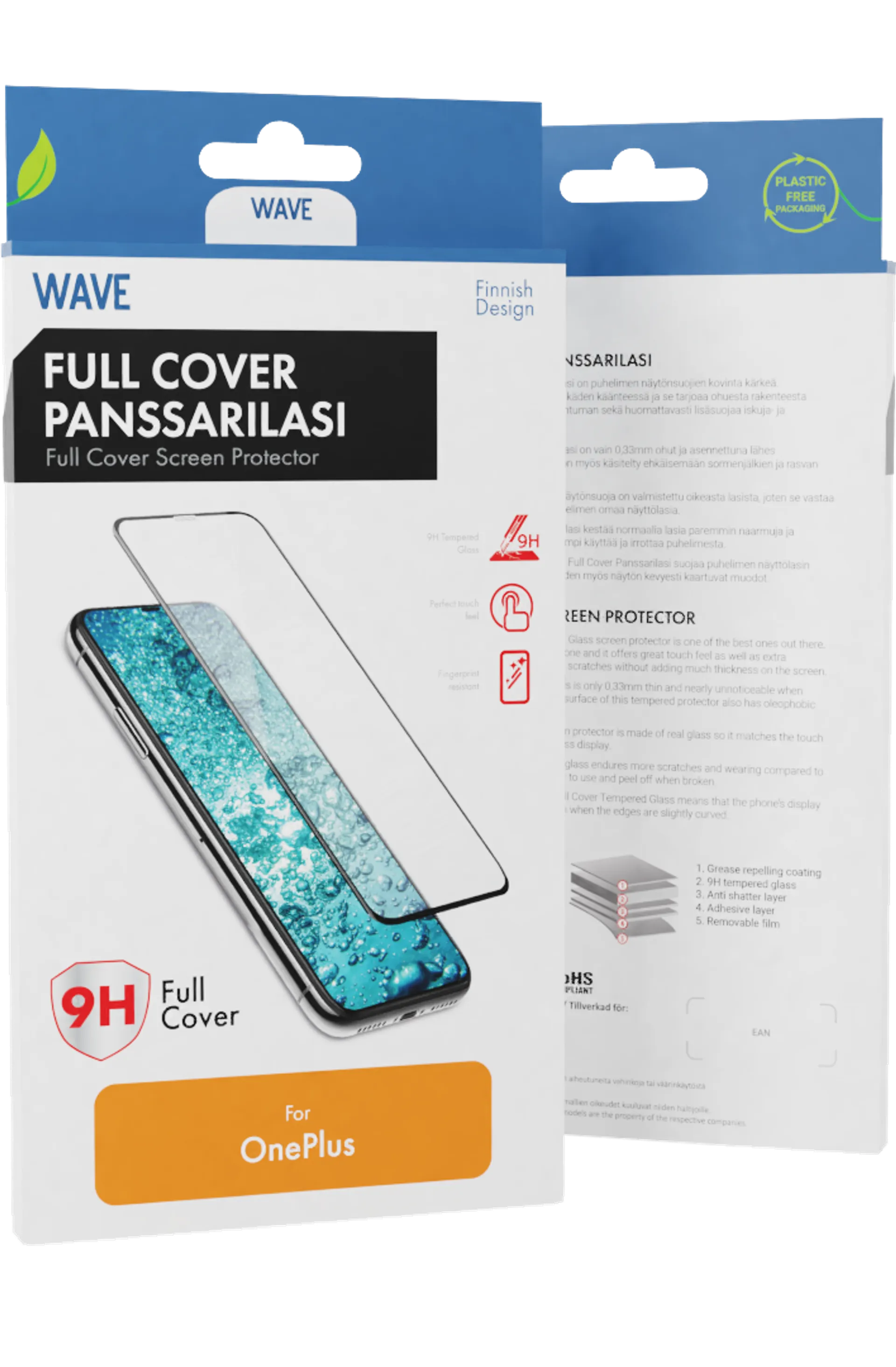 Wave Full Cover Panssarilasi, OnePlus Nord / OnePlus Nord 2 5G / OnePlus Nord 2T 5G, Musta Kehys