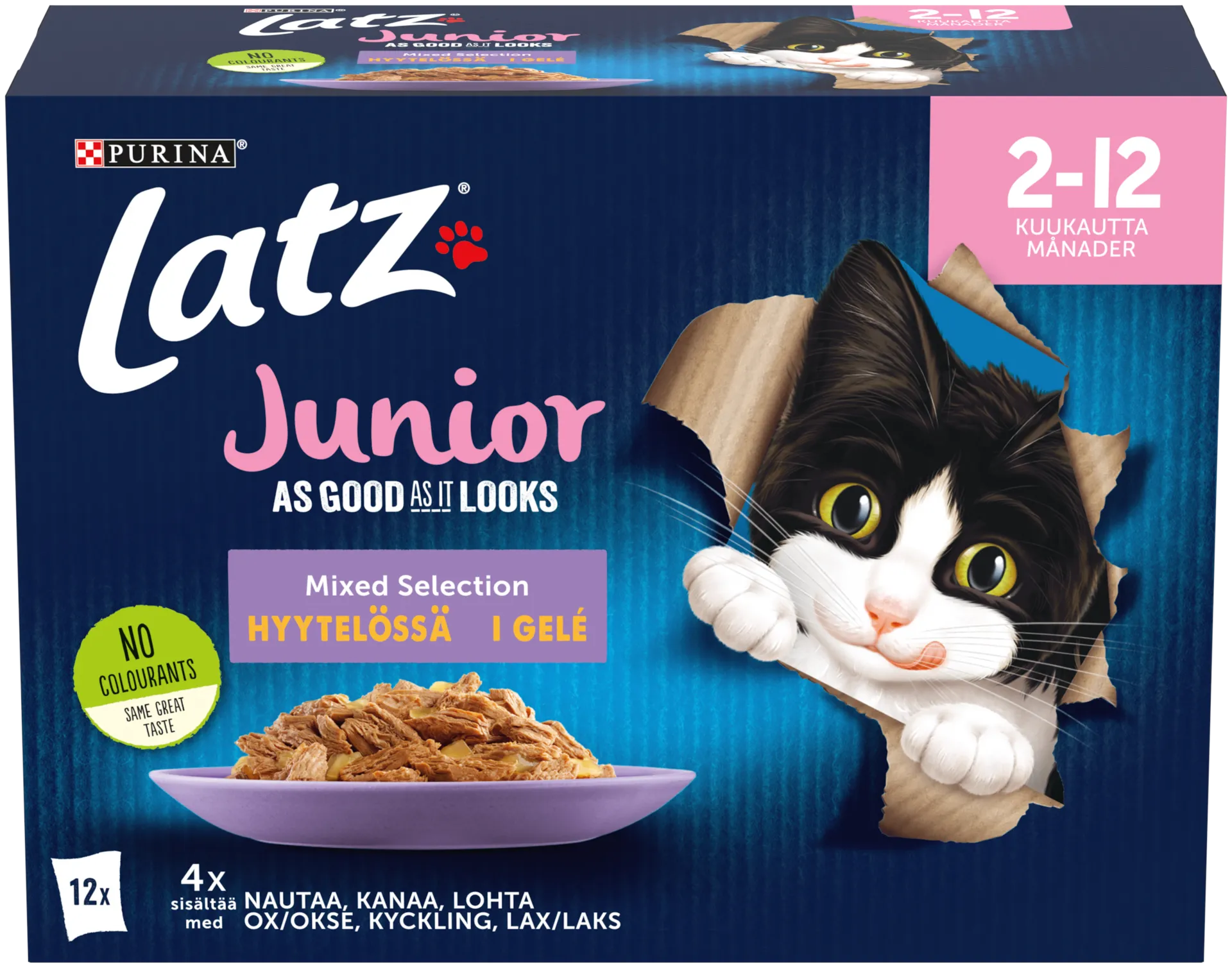 Latz Agail 12x85g Junior Mixed lajitelma hyytelössä 4 varianttia kissanruoka