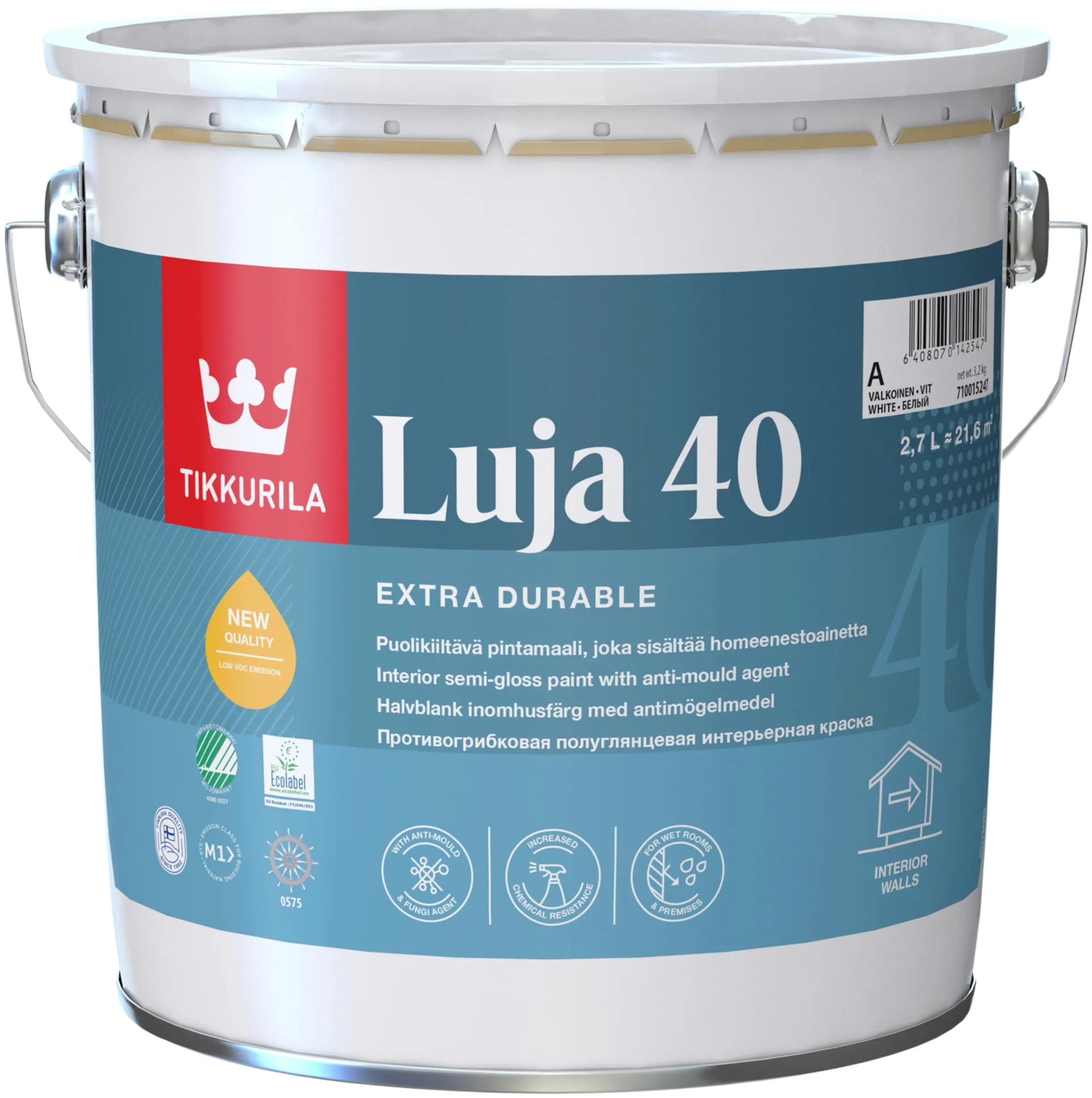 Tikkurila pintamaali Luja 40 2,7 l C sävytettävä puolikiiltävä