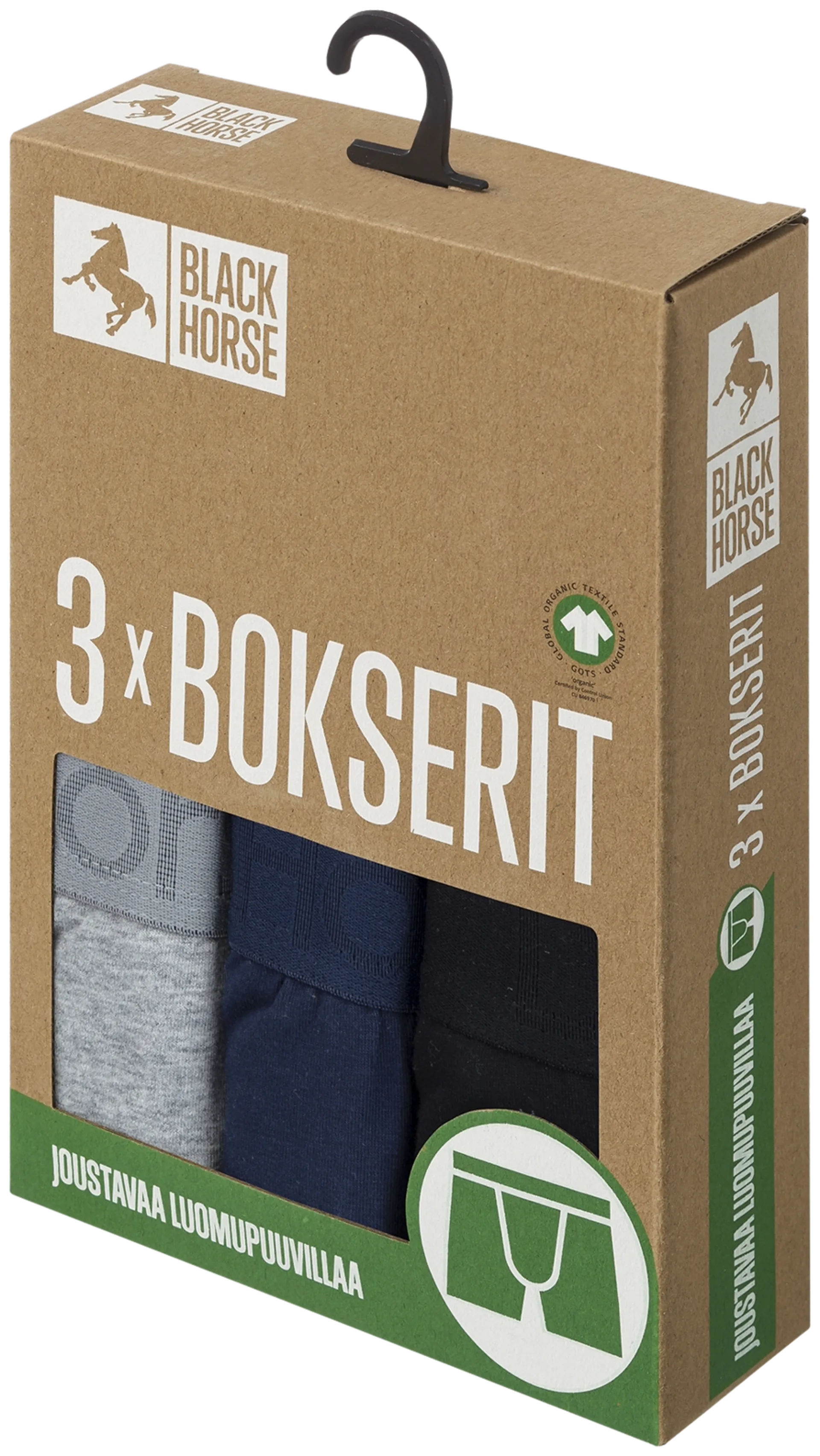 Black Horse miesten bokserit 3-pack I125 - Grey Mel-Navy-Black - 2