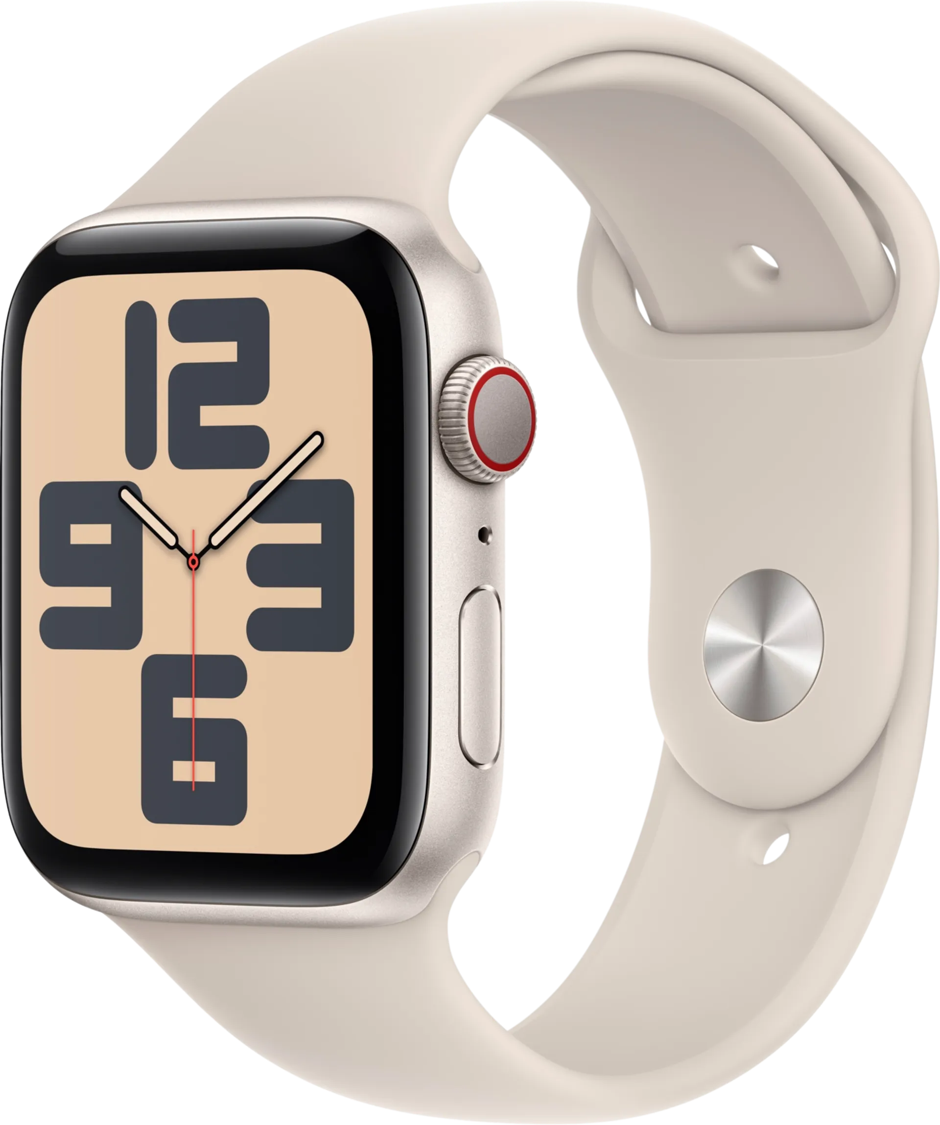 Apple watch SE GPS + Cellular 44mm valkoinen alumiinikotelo valkoinen urheiluranneke - M/L MRGX3KS/A