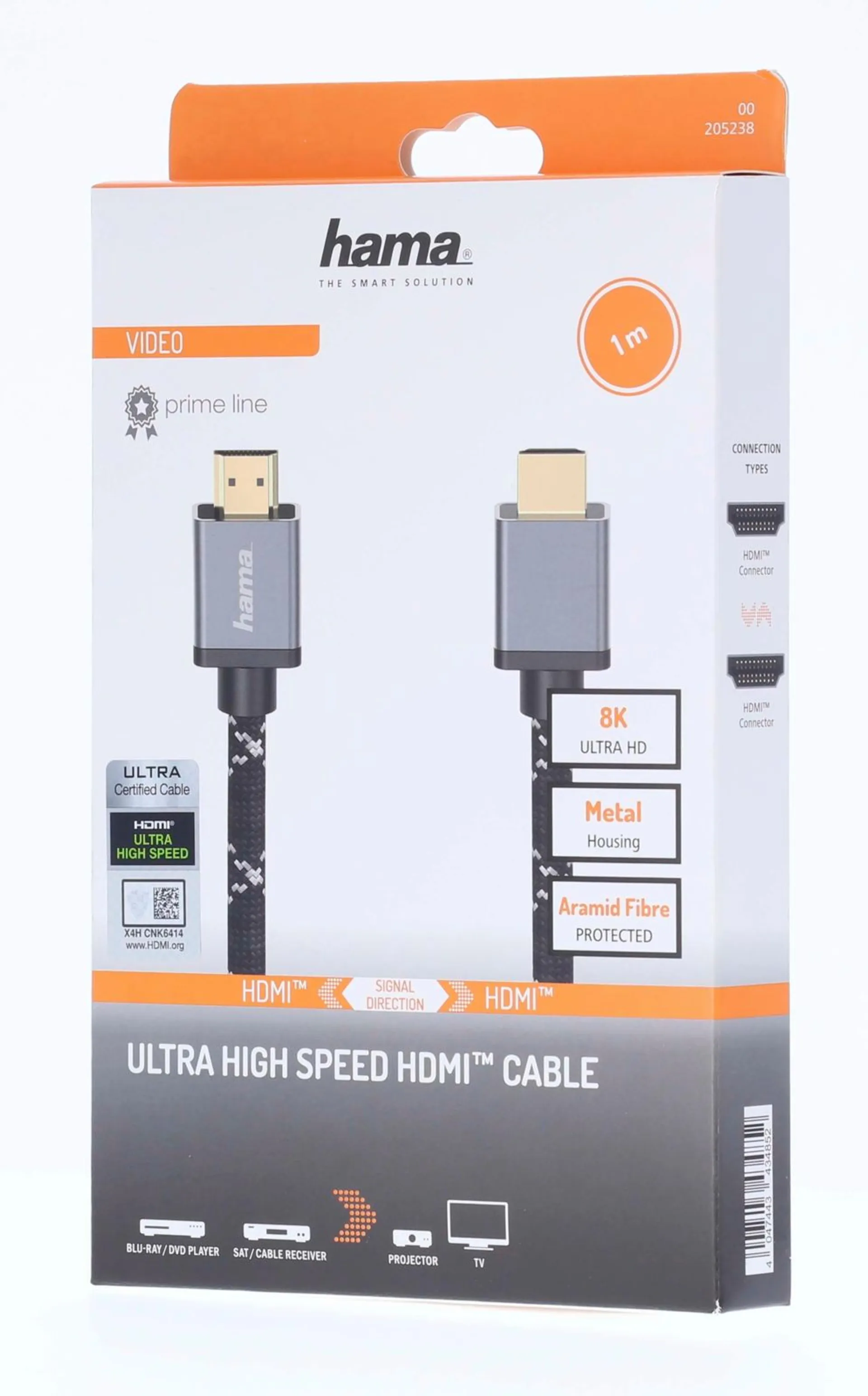 Hama Ultra High Speed HDMI™-johto, uros - uros, 8K, Metal, 1,0 m - 5
