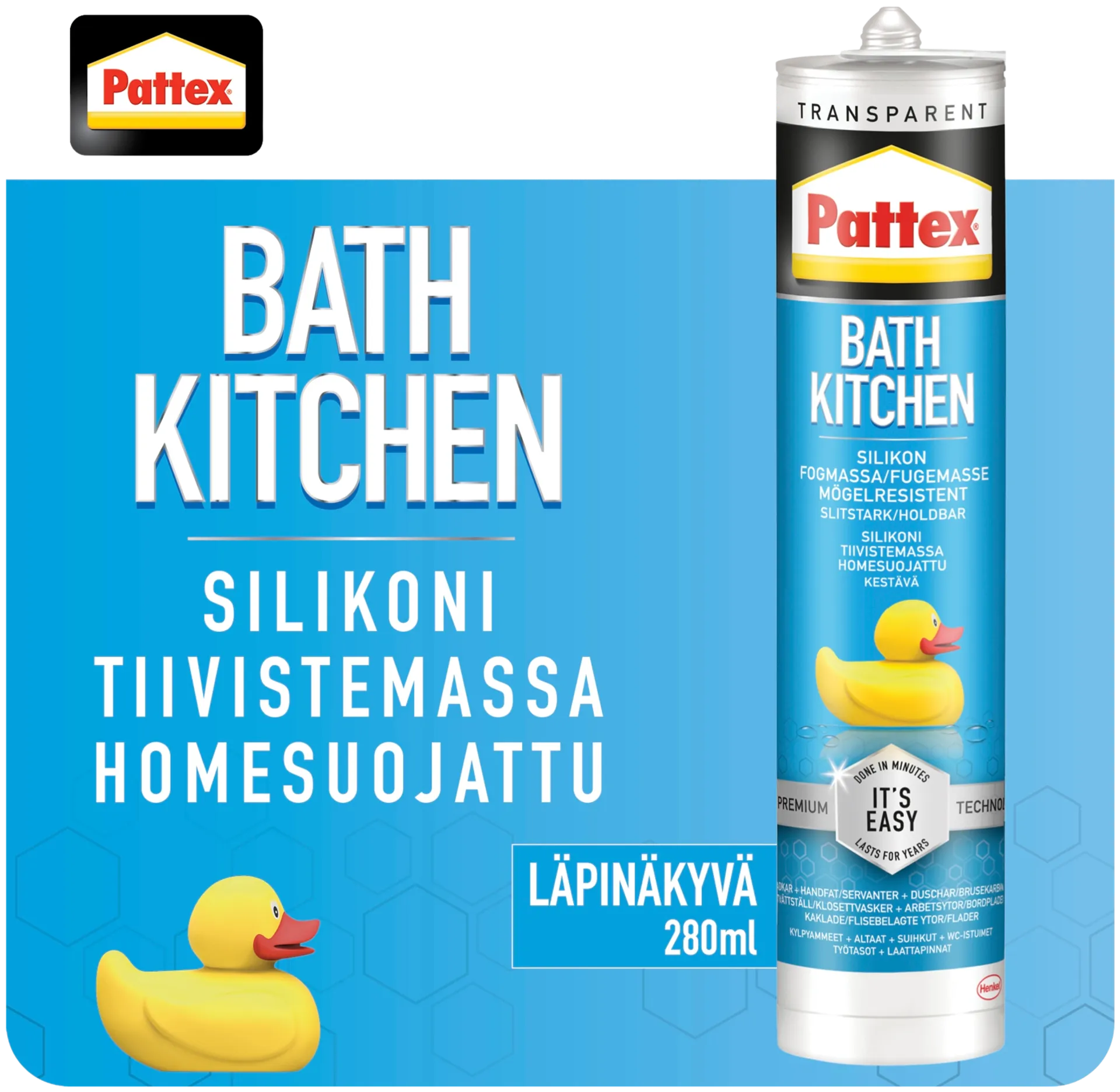 Pattex silikonimassa 280ml patruuna Bath&Kitchen transparent - 3